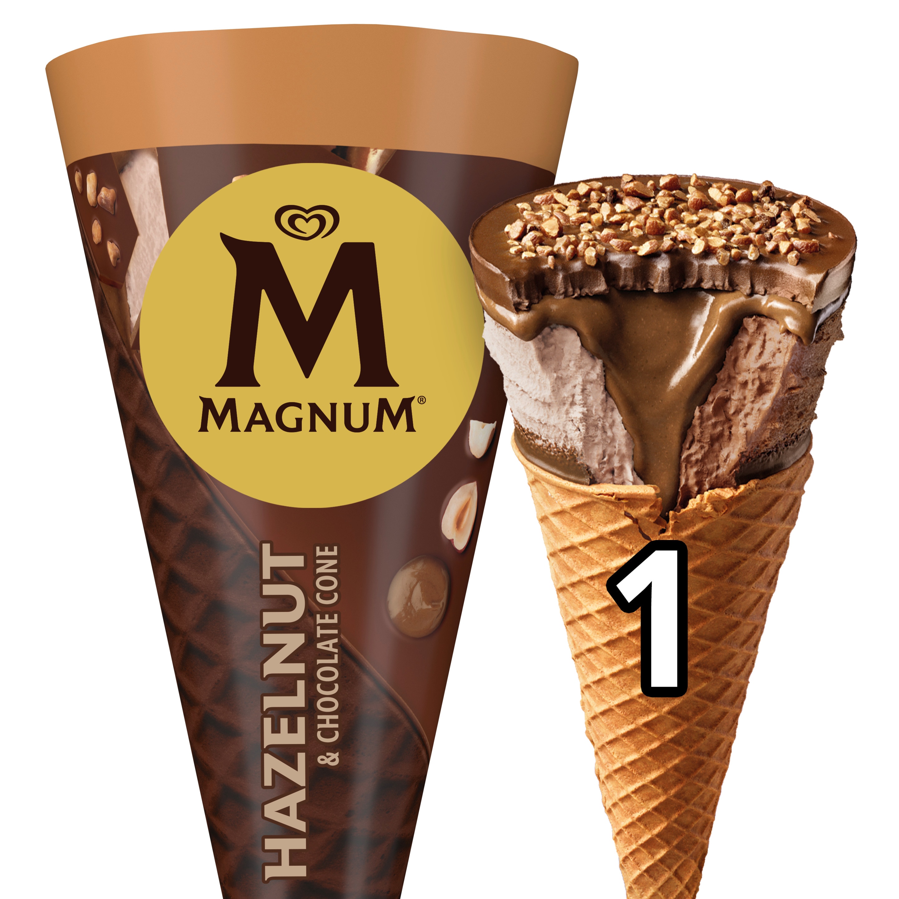 Magnum Cornet Hazelnut & Chocolate 1 x 115 ml packshot