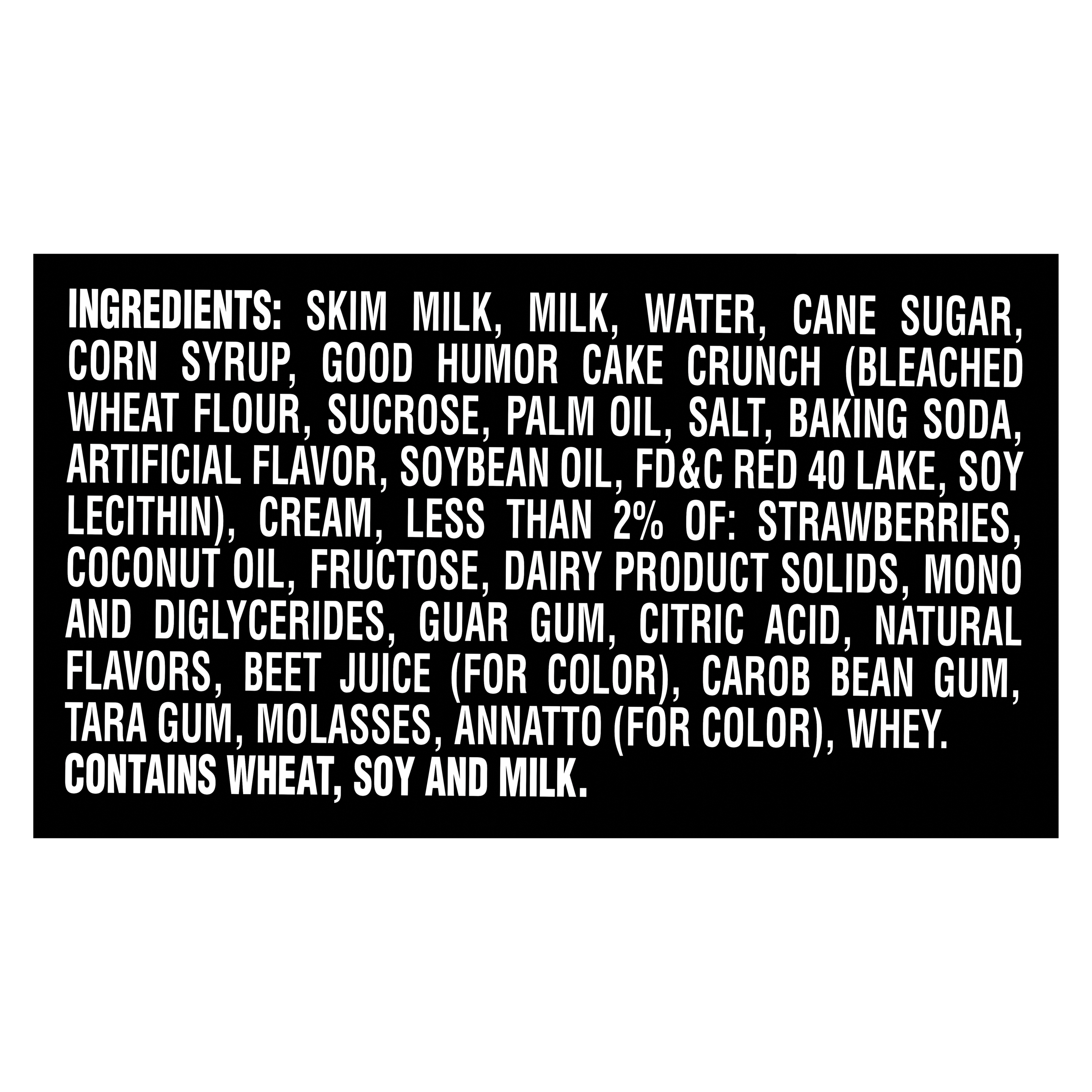 A 16 ounce tub of Breyers® Strawberry Shortcake Ingredient List