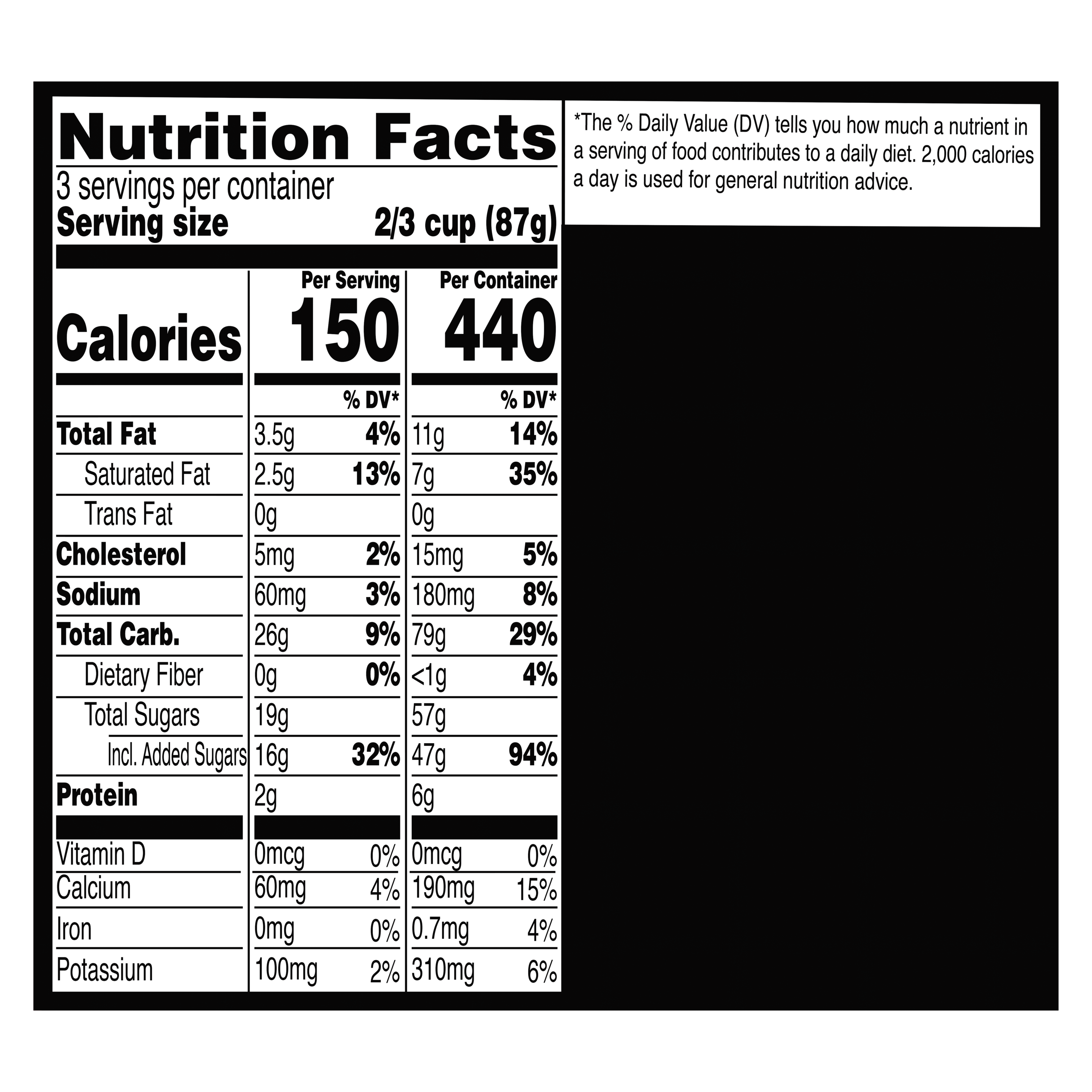 A 16 ounce tub of Breyers® Strawberry Shortcake Nutritional Panel