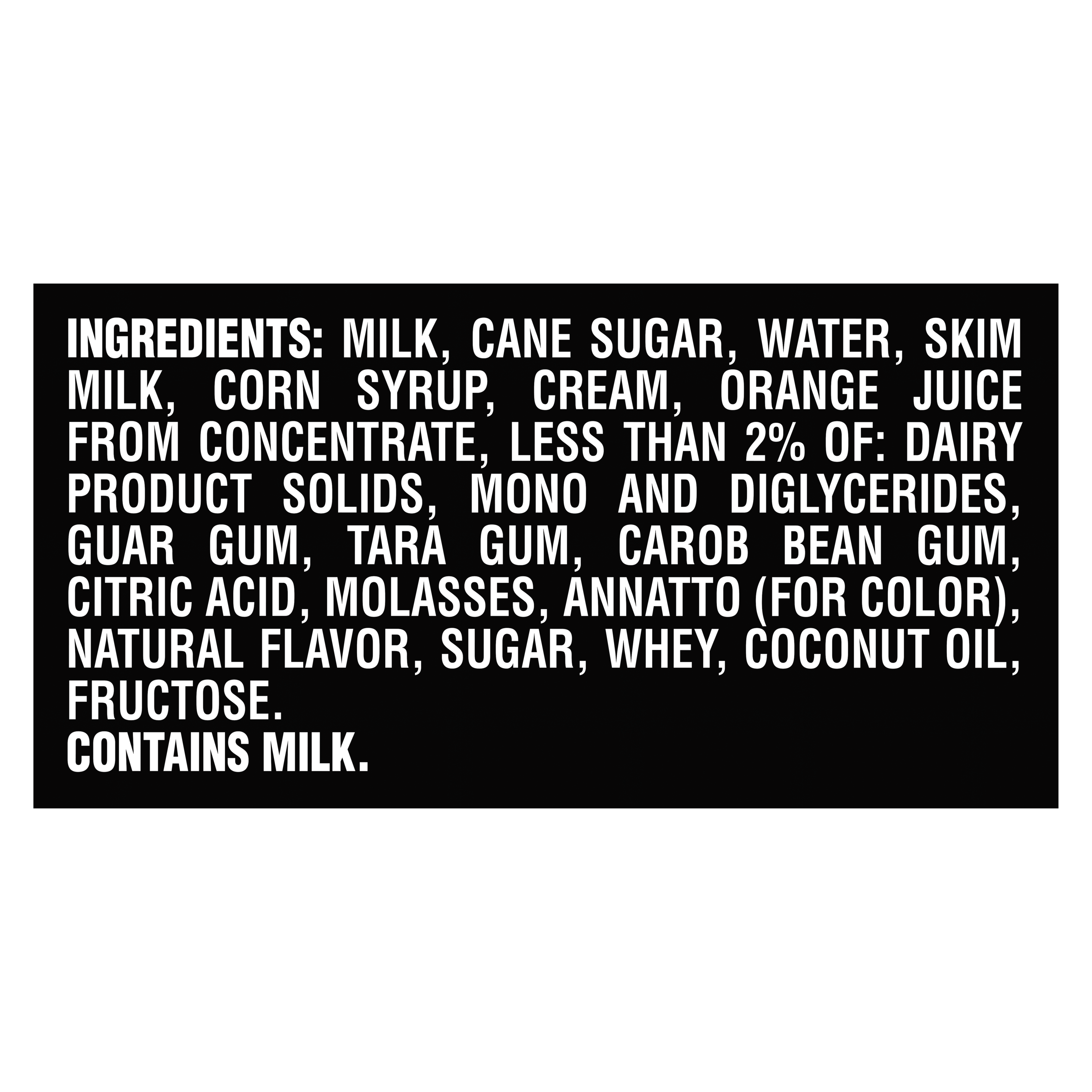 A 16 ounce tub of Breyers® Creamsicle Ingredient List