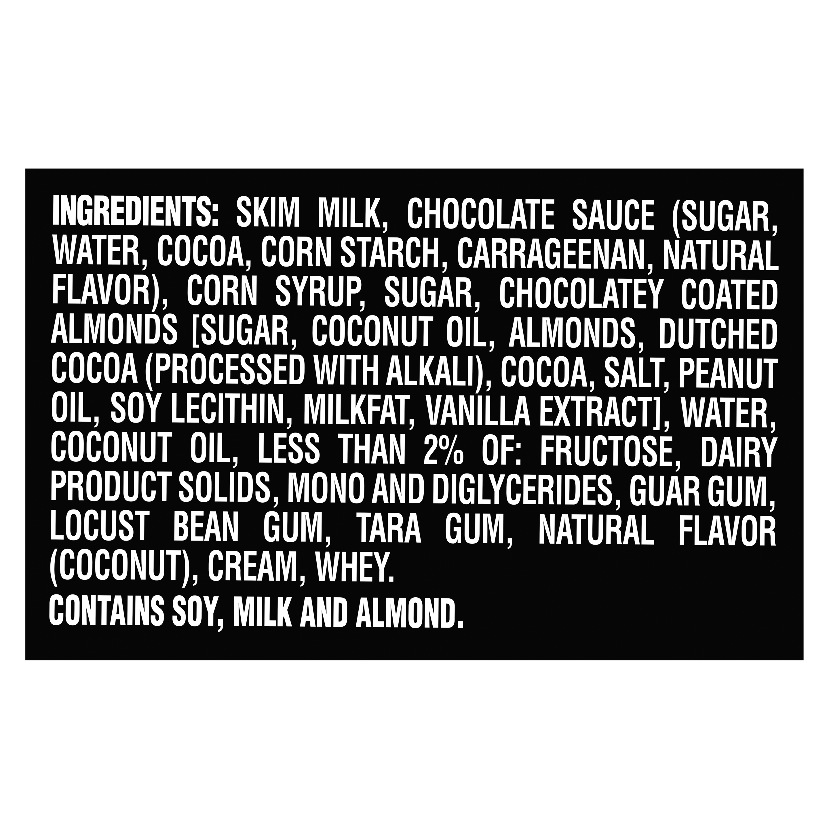 A 16 ounce tub of Breyers® Almond Joy Ingredient List