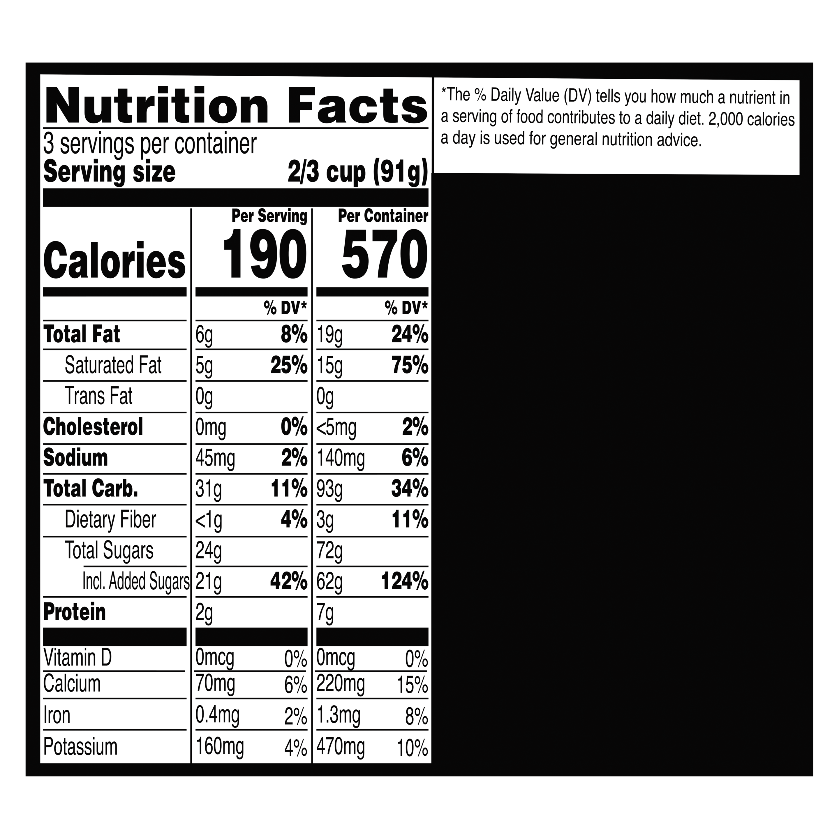 A 16 ounce tub of Breyers® Almond Joy Nutritional Panel