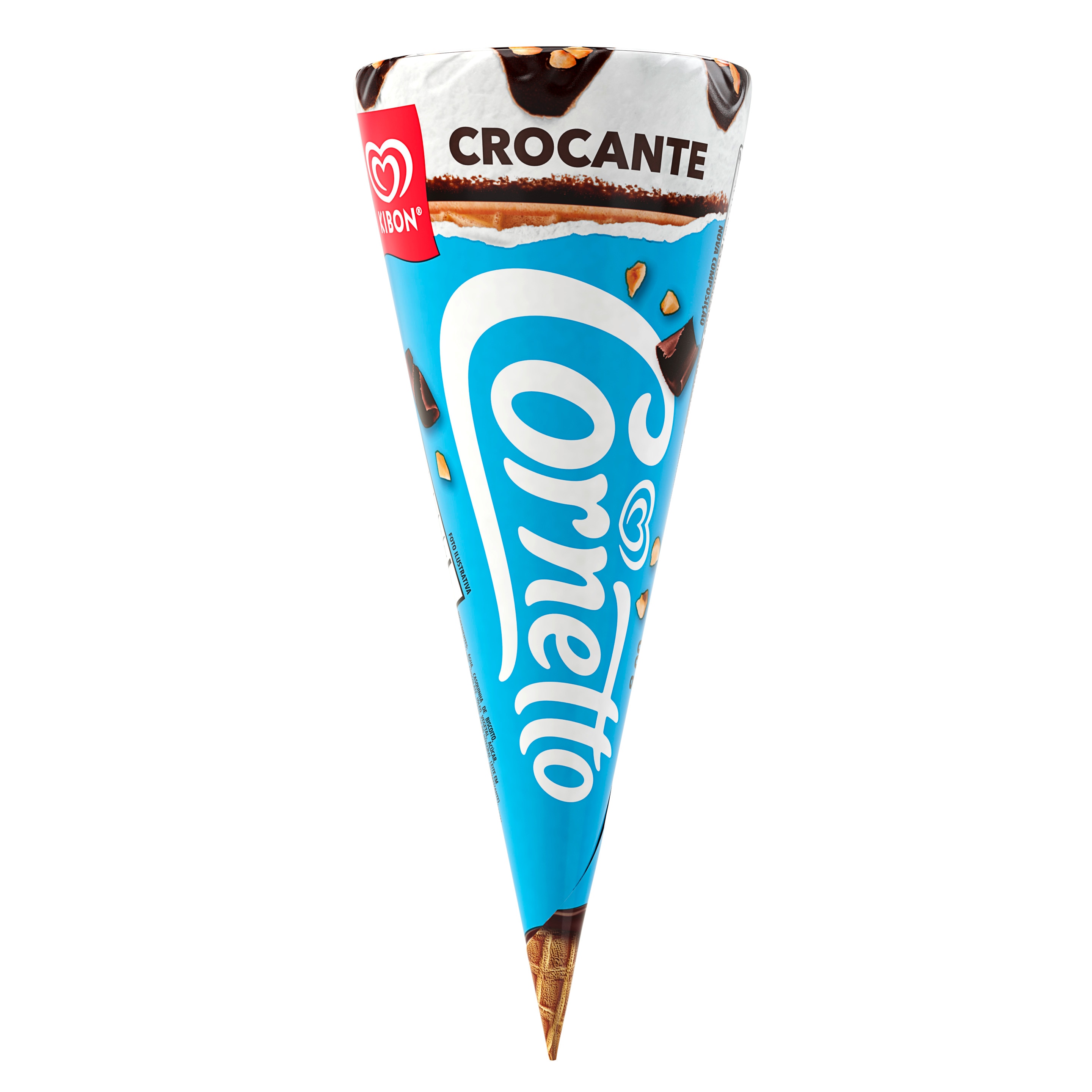 Cornetto Crocante com pedaços de castanhas de caju no topo packshot