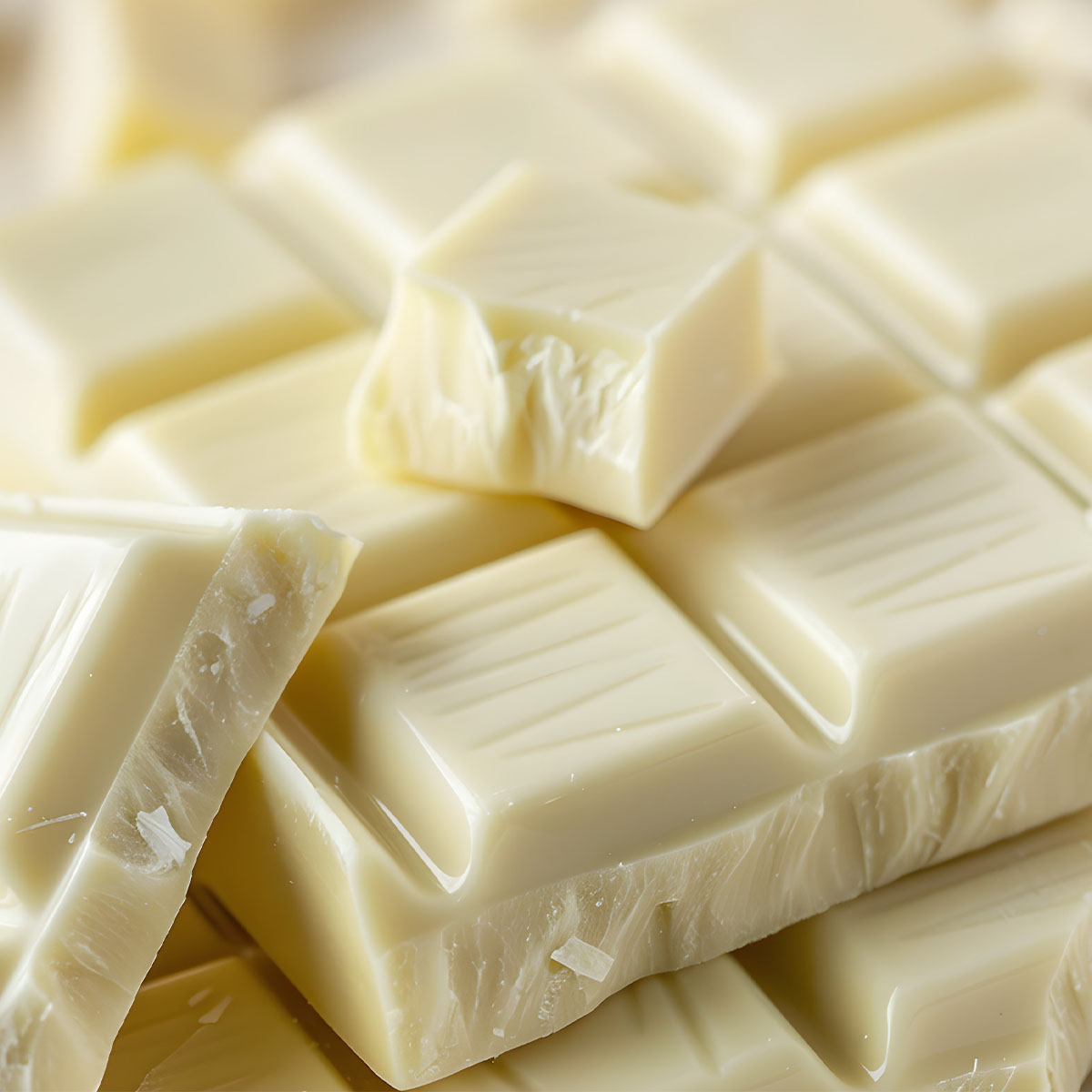 Close up of white chocolate bars stacked