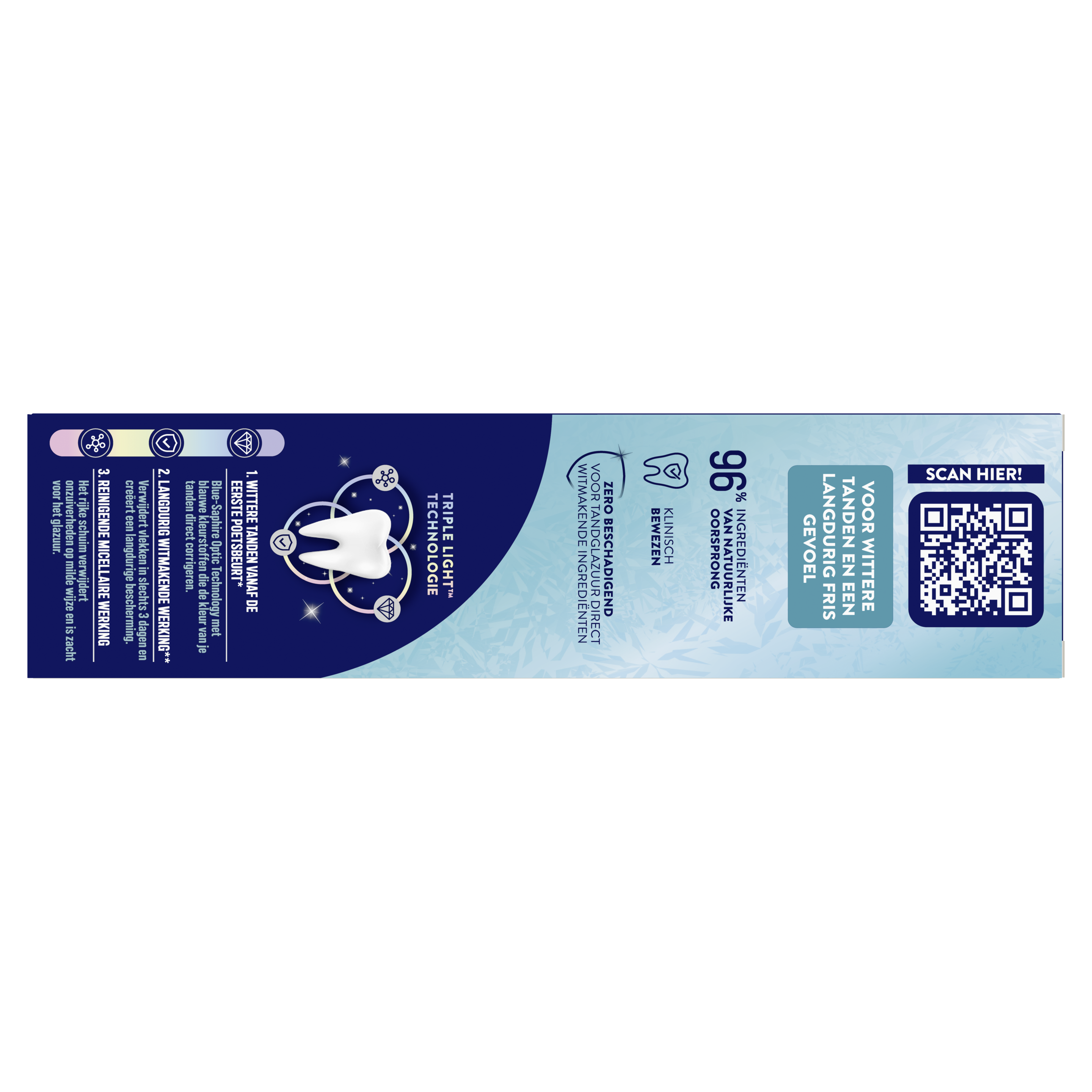 Prodent White Now Fresh Kiss 3-in-1 75ml - Achterkant Folding Box