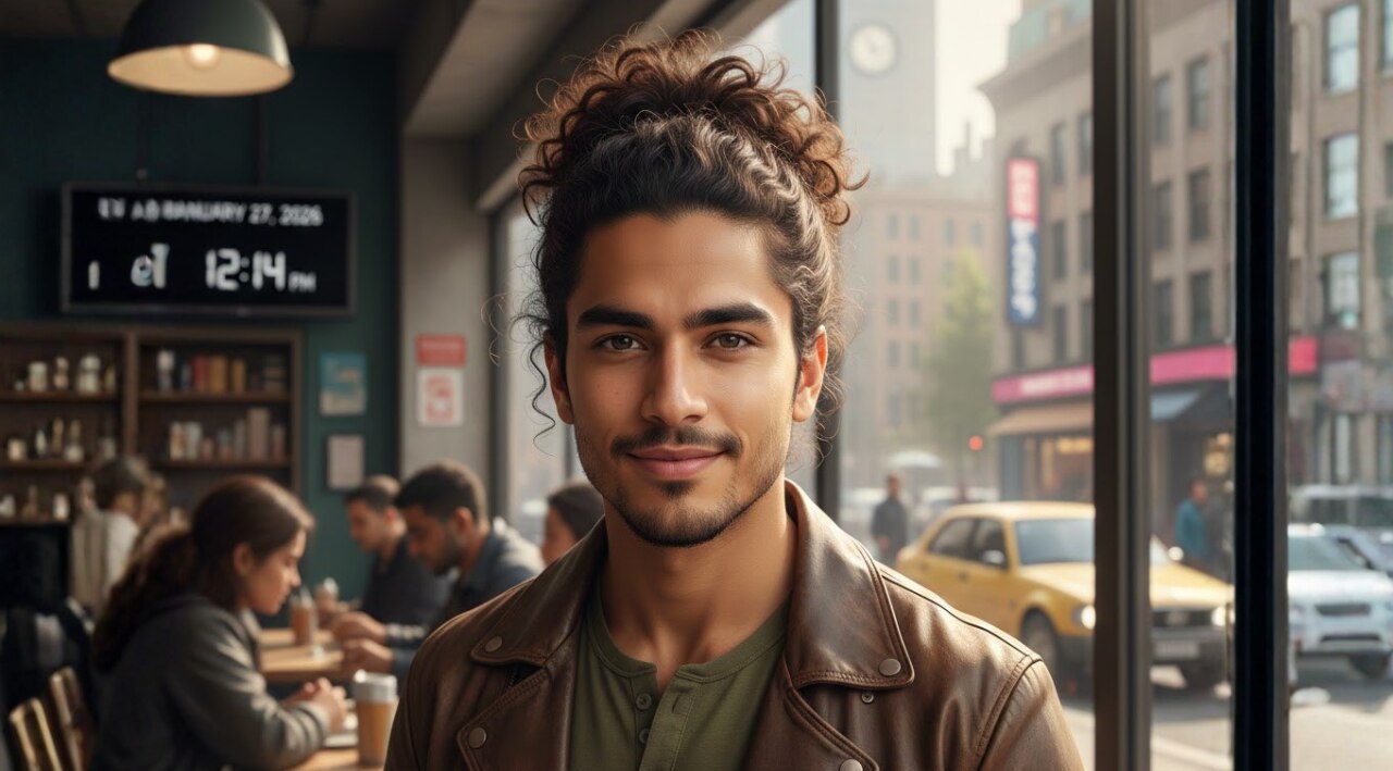 6. The Man Bun with Curls: