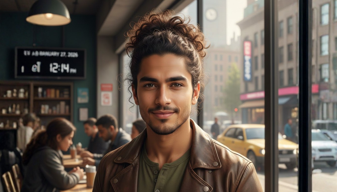 6. The Man Bun with Curls: