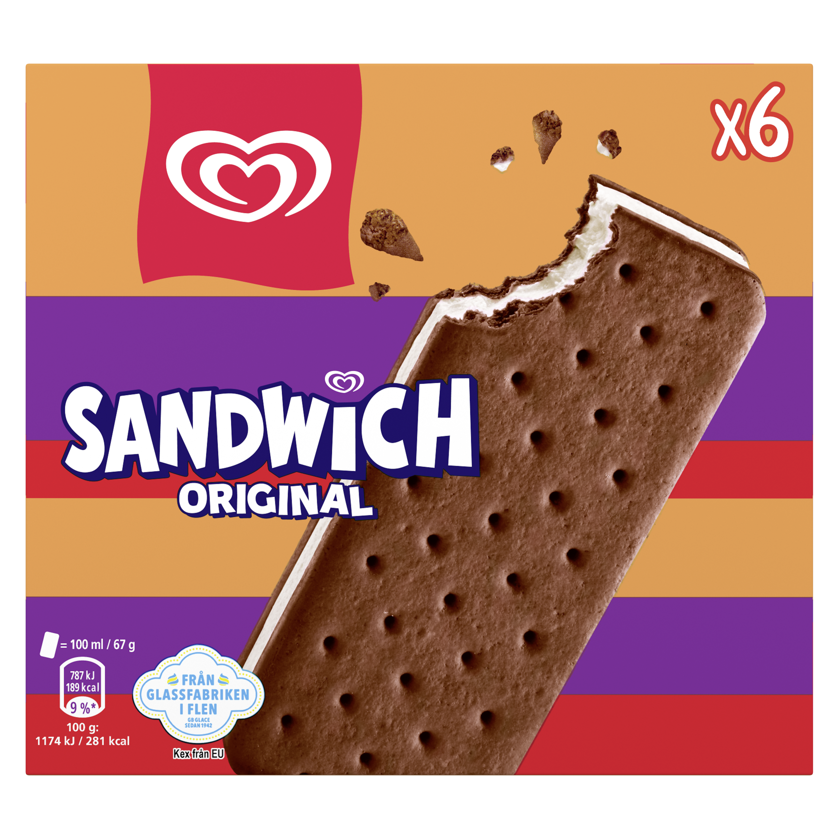 Algida Sandwich Multipack 100ml x6 packshot