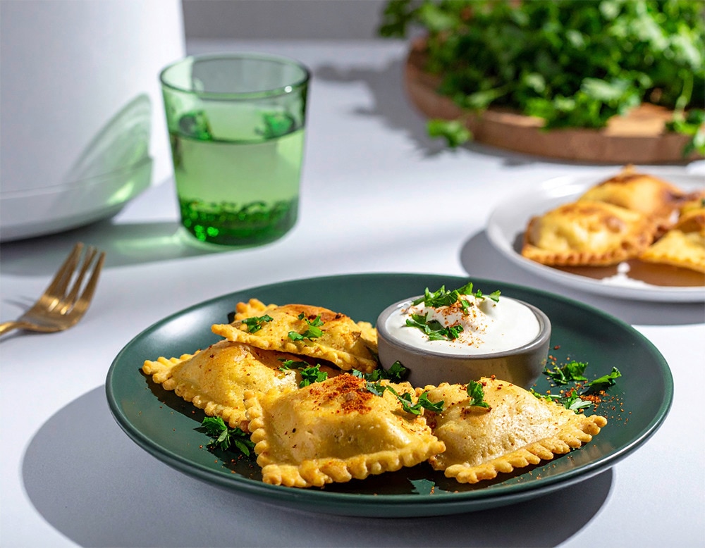 Crispy Maultaschen mit Kräuterdip - Heißluftfritteuse 20 Min  recipe
