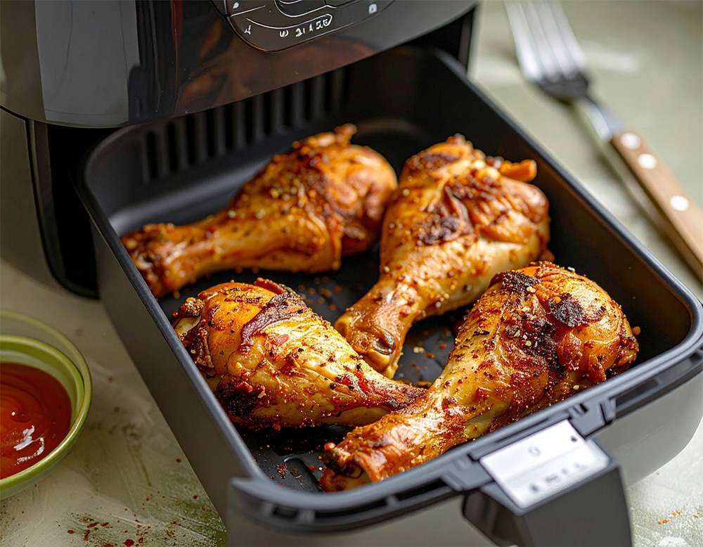 Knusprige Hähnchenschenkel in der Heißluftfritteuse 40 Min  recipe