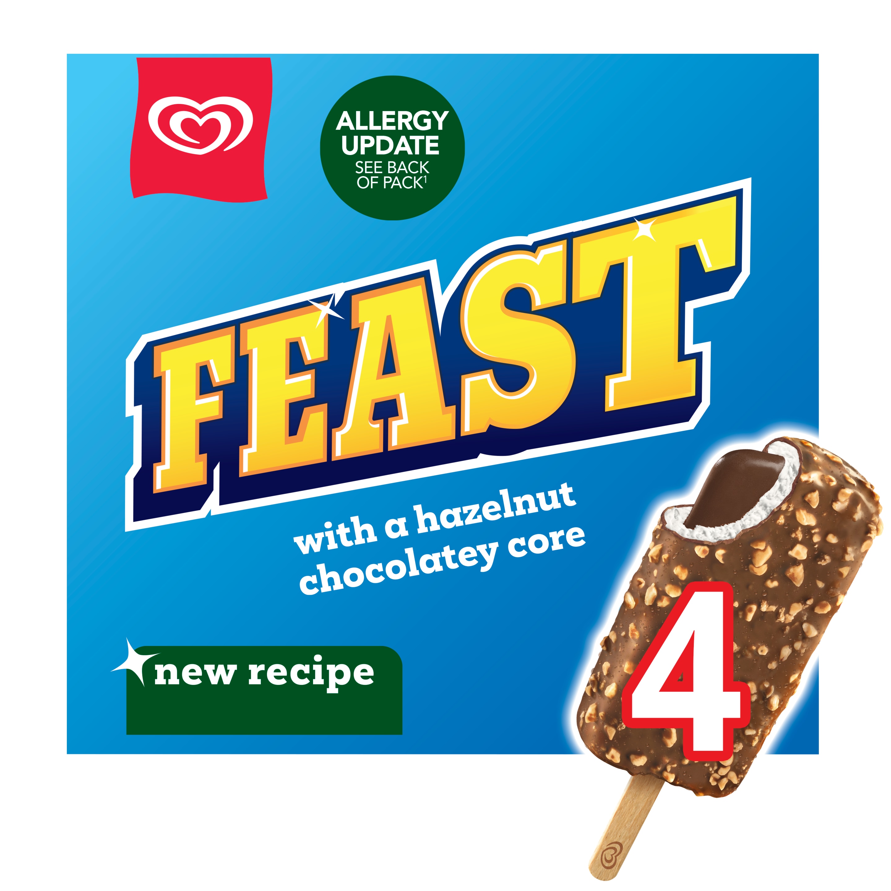 Feast  Chocolate & Hazelnut Ice Cream Sticks 4x 90 ml packshot