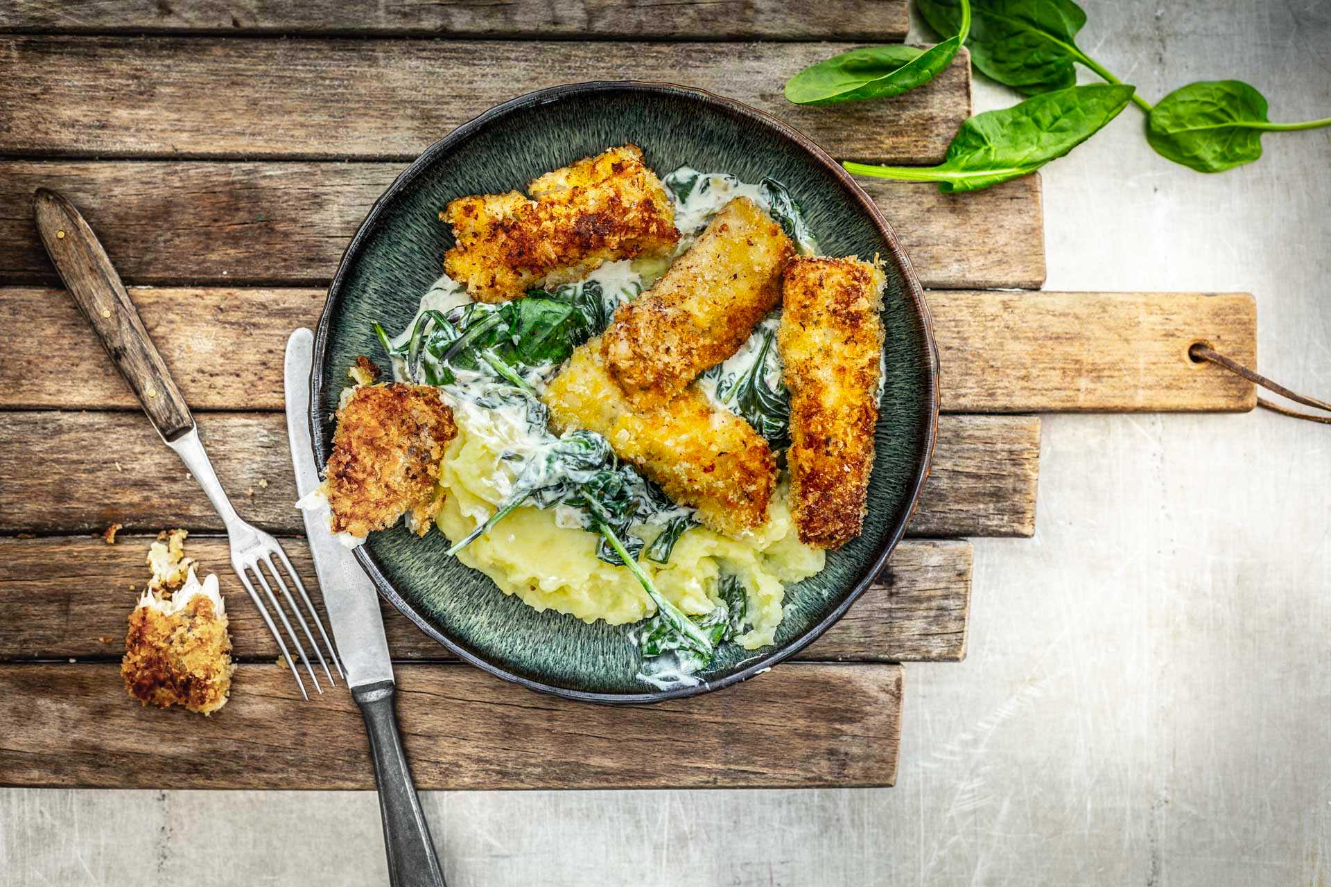 Senf-Fischstäbchen mit Kartoffelpüree 70 Minutes  recipe