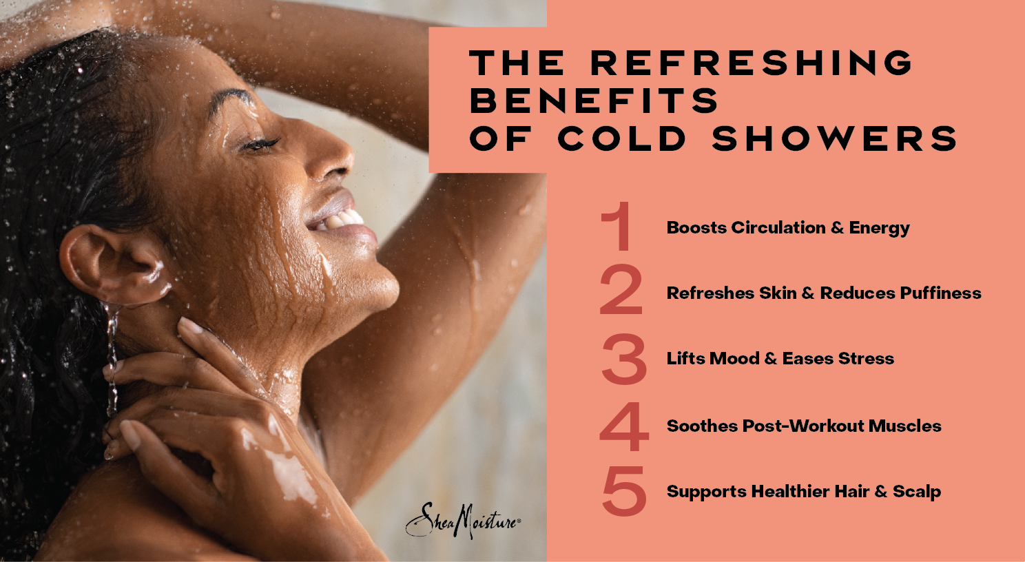 Infographic explaining the five benefits of cold showers