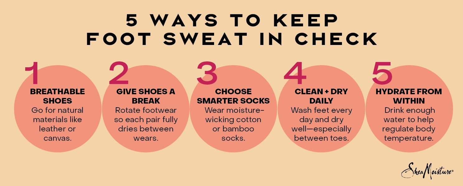 Five ways to keep foot sweat in check infographic