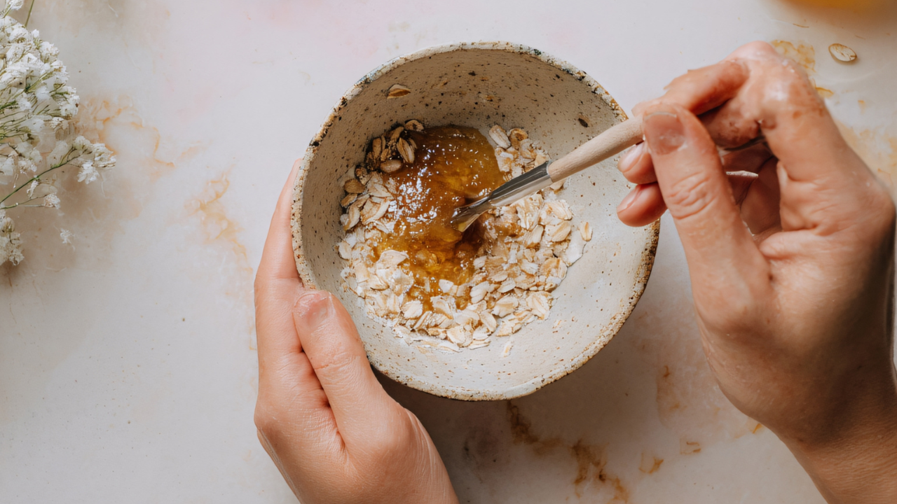 5. Besan + Ground Oats + Milk - For Deep Exfoliation