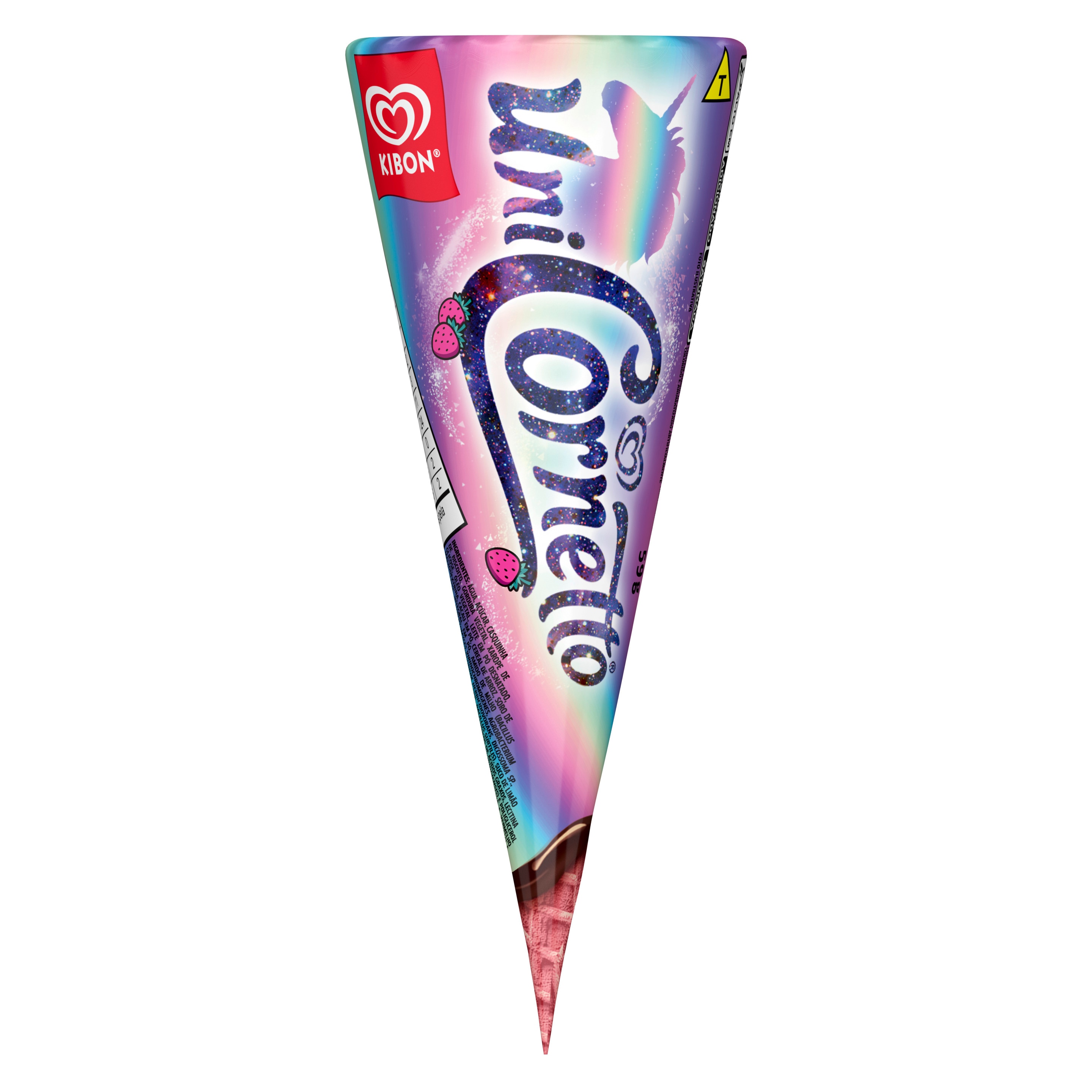 Sorvete UniCornetto azul e com confeitos coloridos no topo packshot
