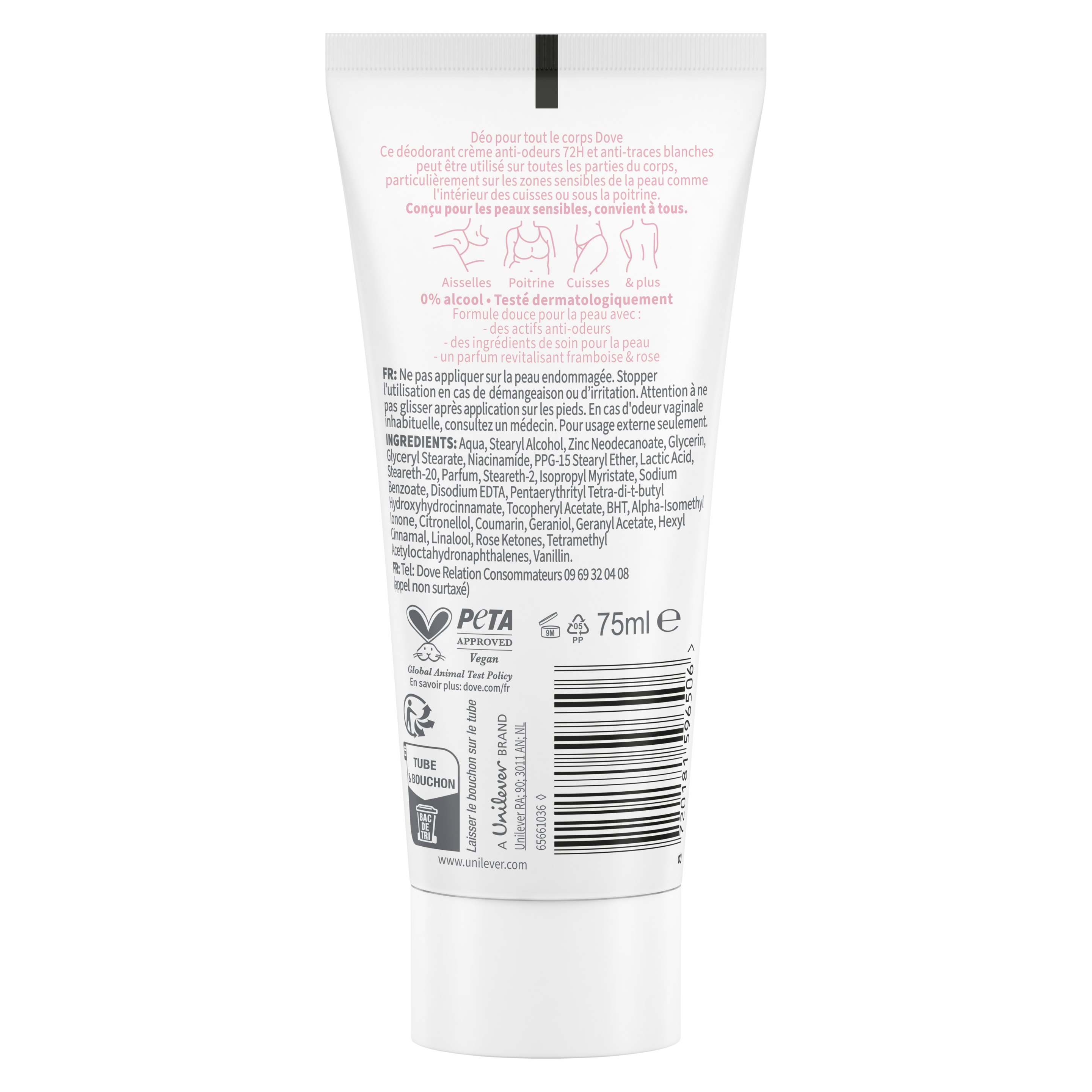 Déodorant pour tout le corps Framboise & Rose crème 75ml