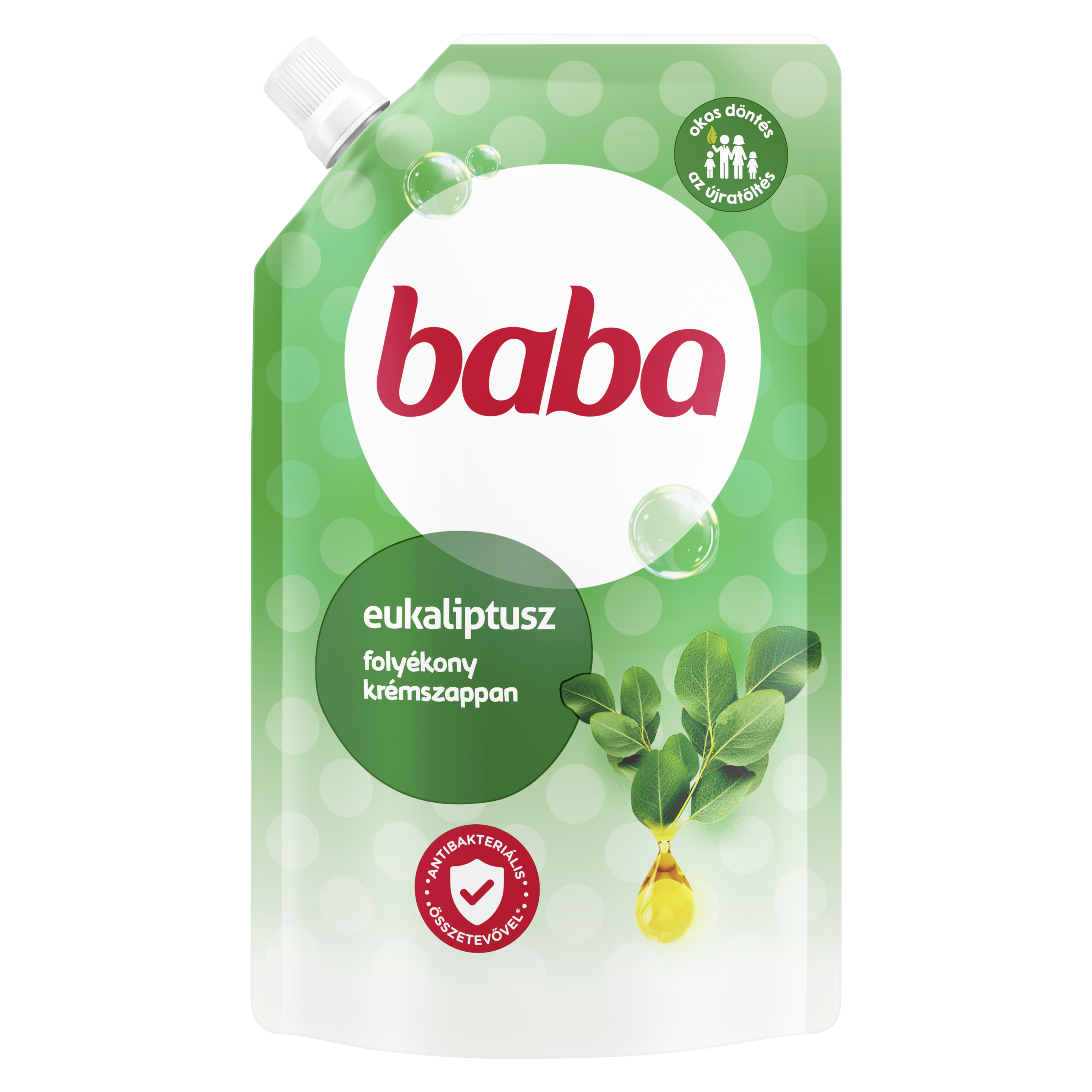 Baba folyékony szappan utántöltő antibakteriális* eukaliptusz 500 ml packshot