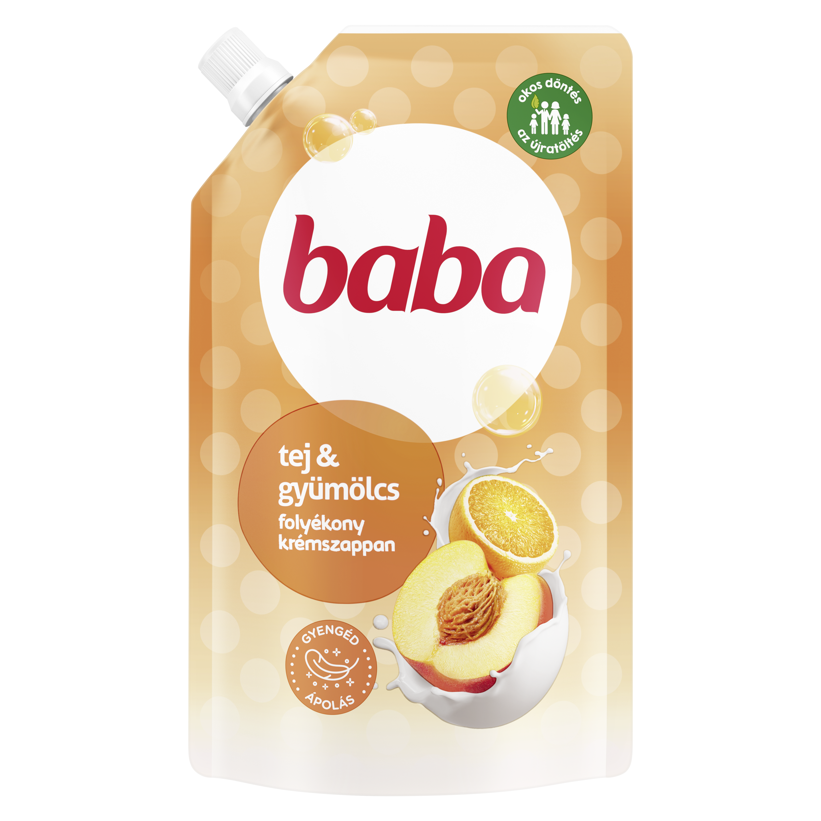Baba folyékony szappan utántöltő tej és gyümölcs 500ml packshot