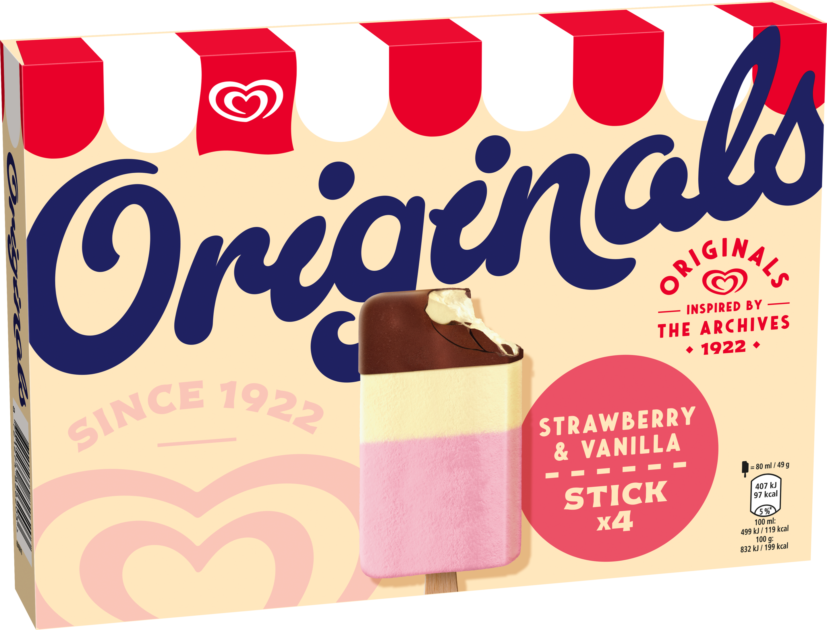 OLA Originals Vanilla & Strawberry stick packshot