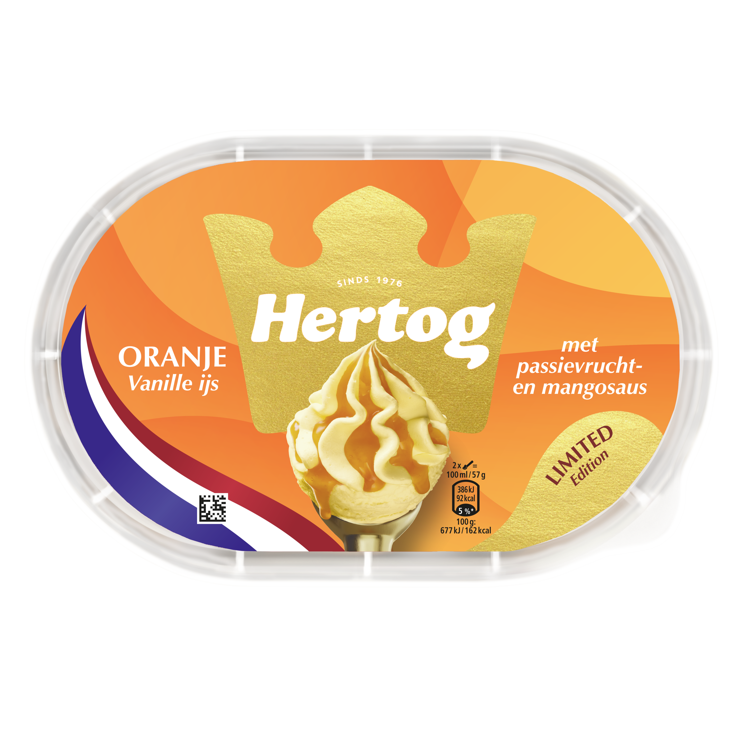Hertog Oranje Vanille ijs 825ml packshot