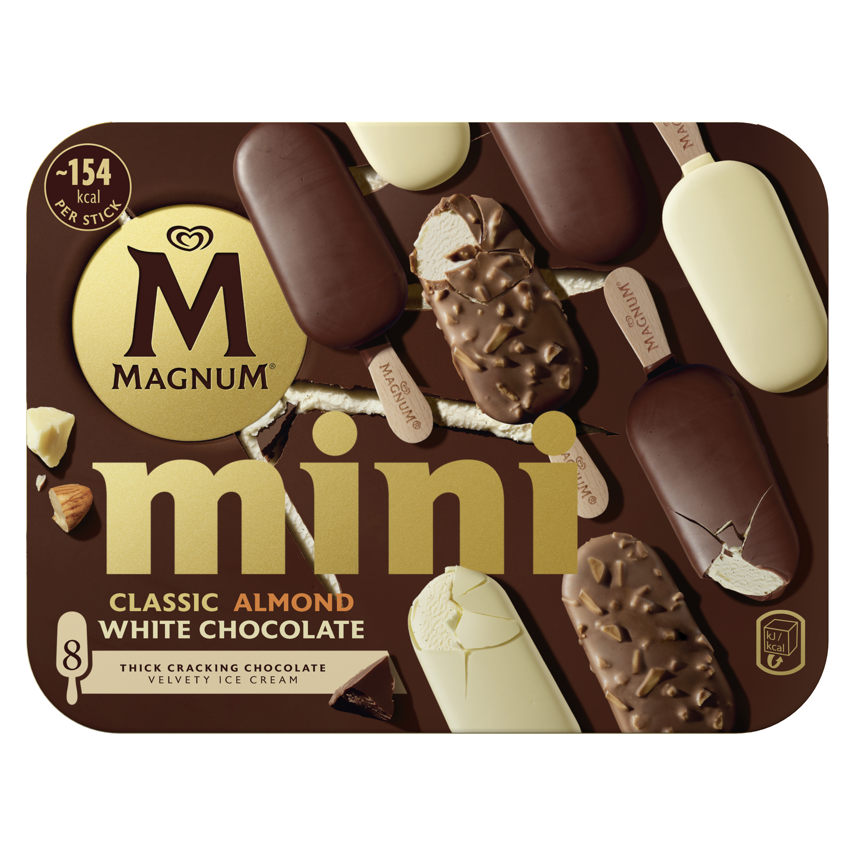 Magnum Mini Classic Almond White Chocolate 8x 55ml packshot