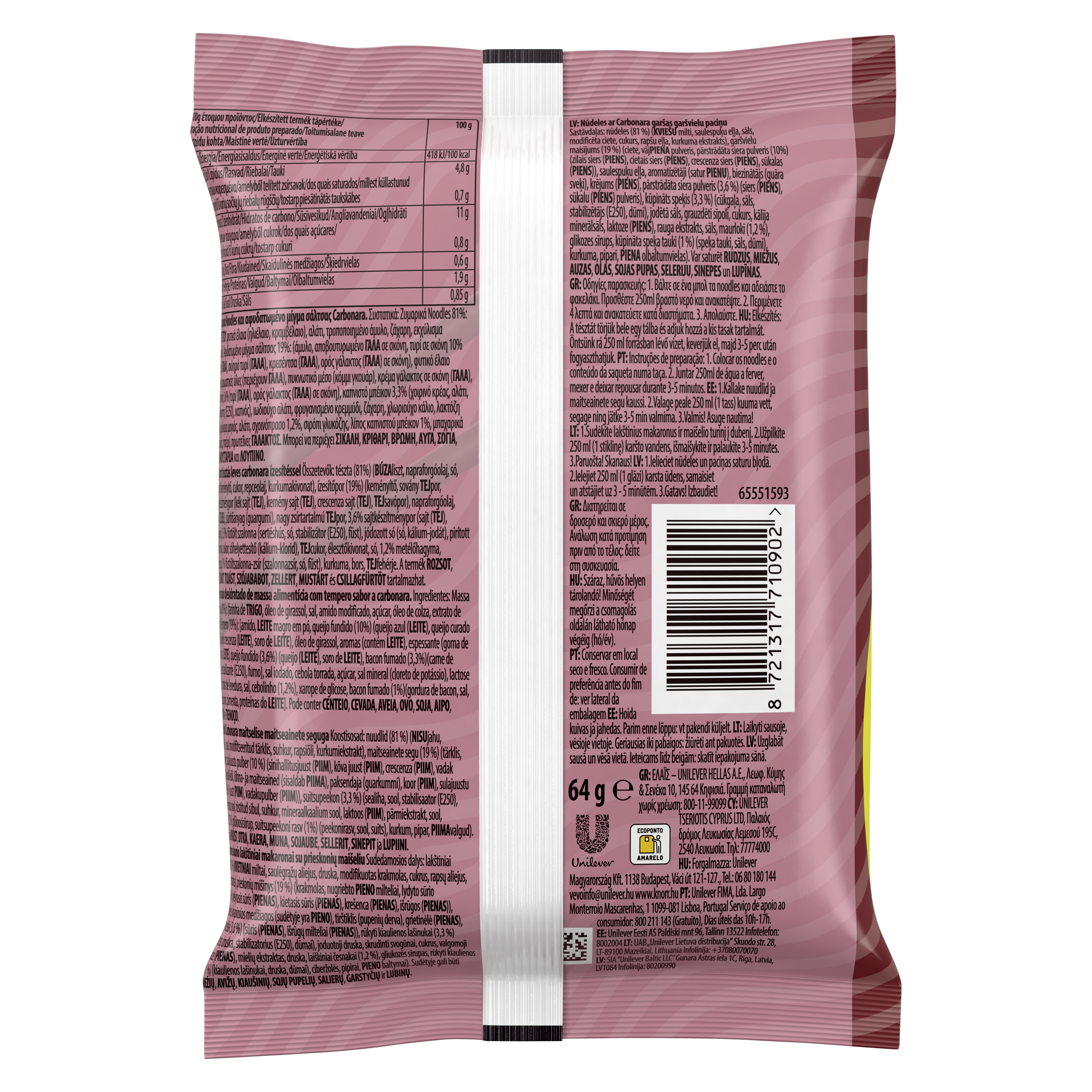 KNORR Snacky Carbonara tészta 64g