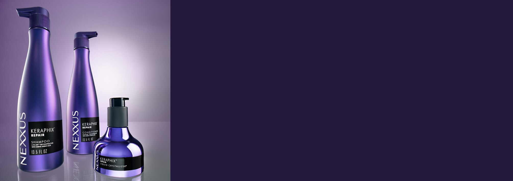 Nexxus Keraphix Repair Shampoo, Conditioner, Liquid Crystallizer Protein Hair Treatment