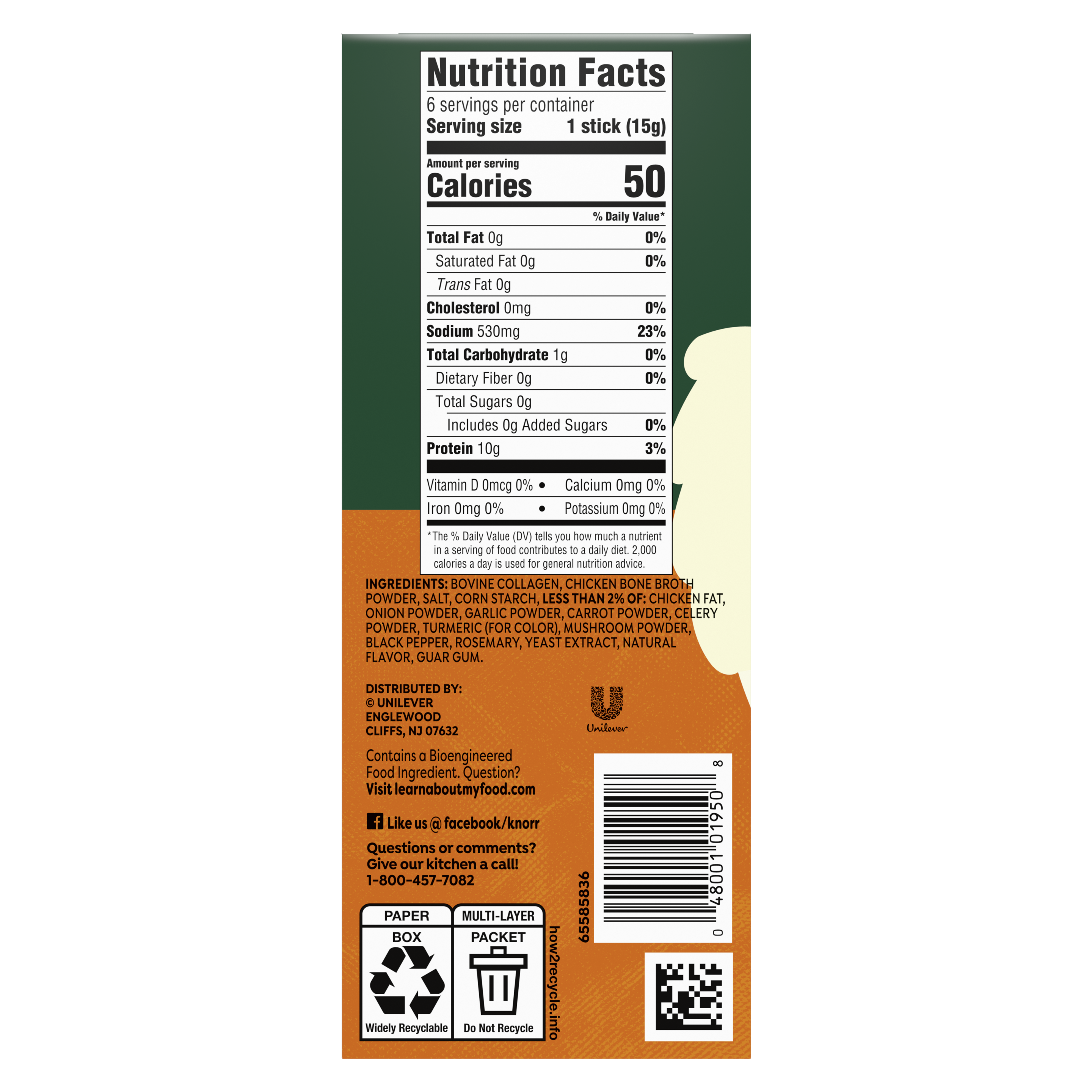 Knorr Chicken Bone Broth  back of pack