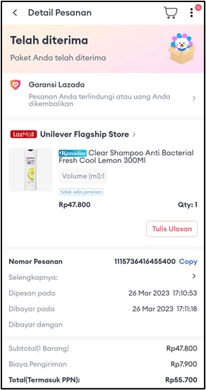 Contoh struk dari E-commerce