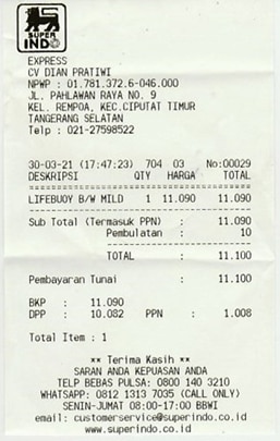 Struk tidak terdapat produk sampo CLEAR dan tanggal pembelian produk di luar periode