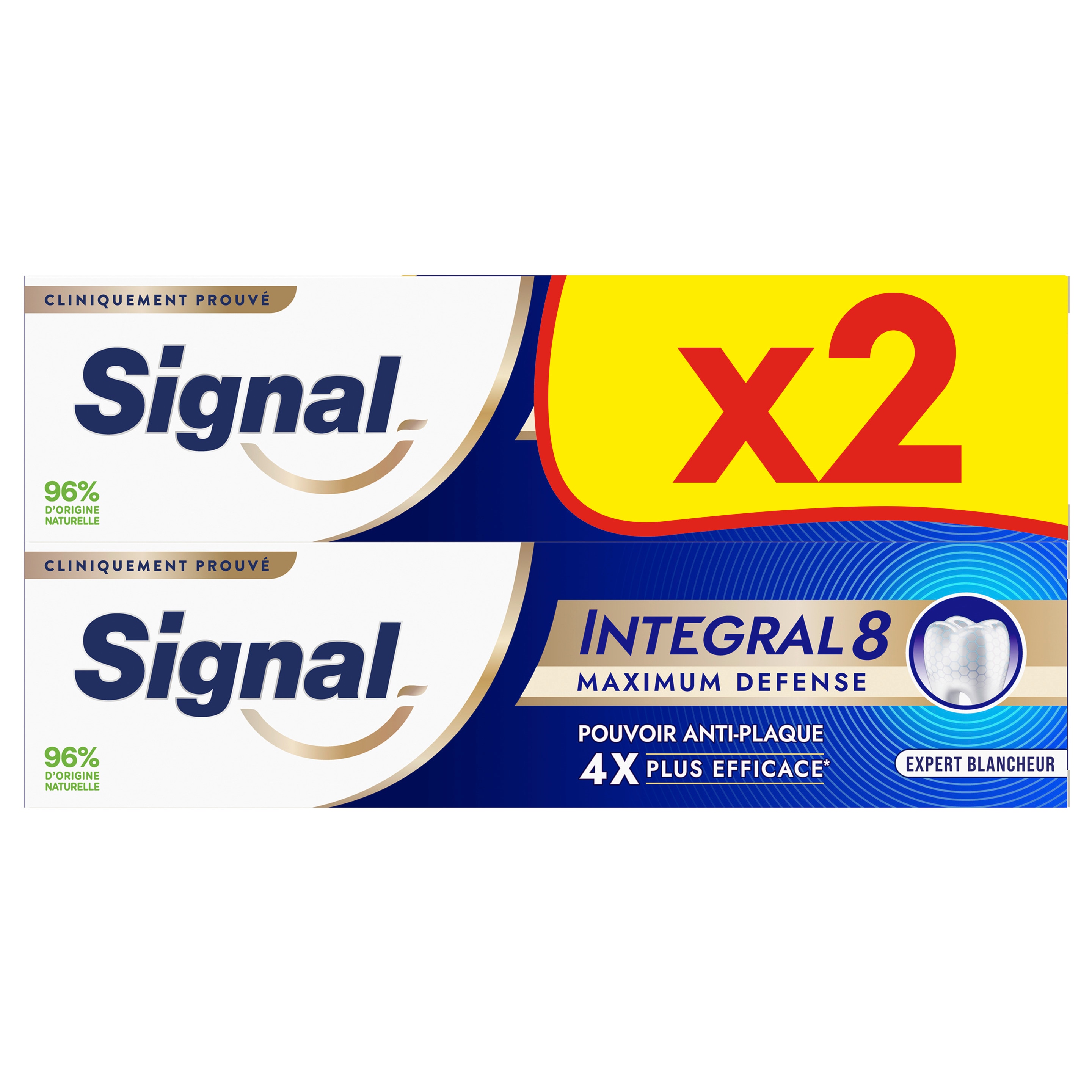 Signal Intégral 8 Dentifrice  Maximum Défense Expert Blancheur  2x75ml packshot
