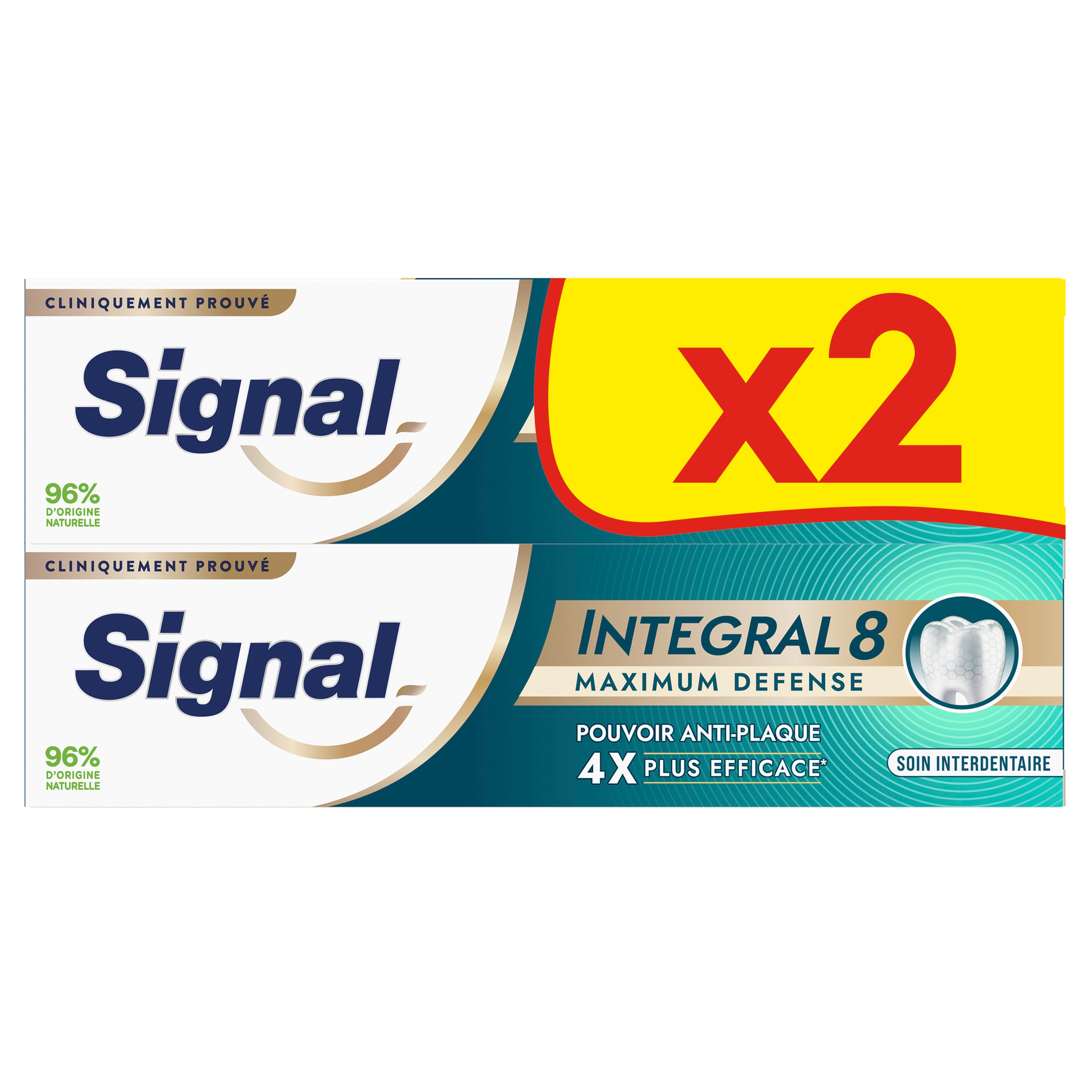 Signal Intégral 8 Dentifrice Maximum Défense Soin Interdentaire 2x75ml packshot