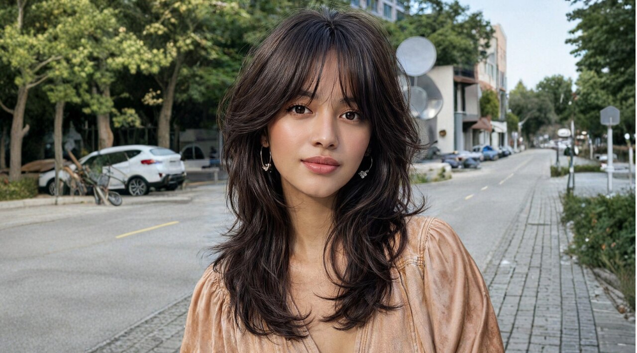 Shag with Curtain Bangs: