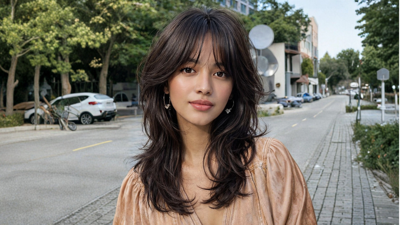 Shag with Curtain Bangs: