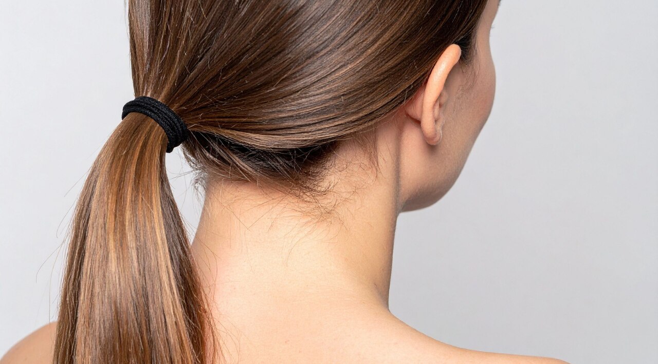 Slicked-Back Low Ponytails: