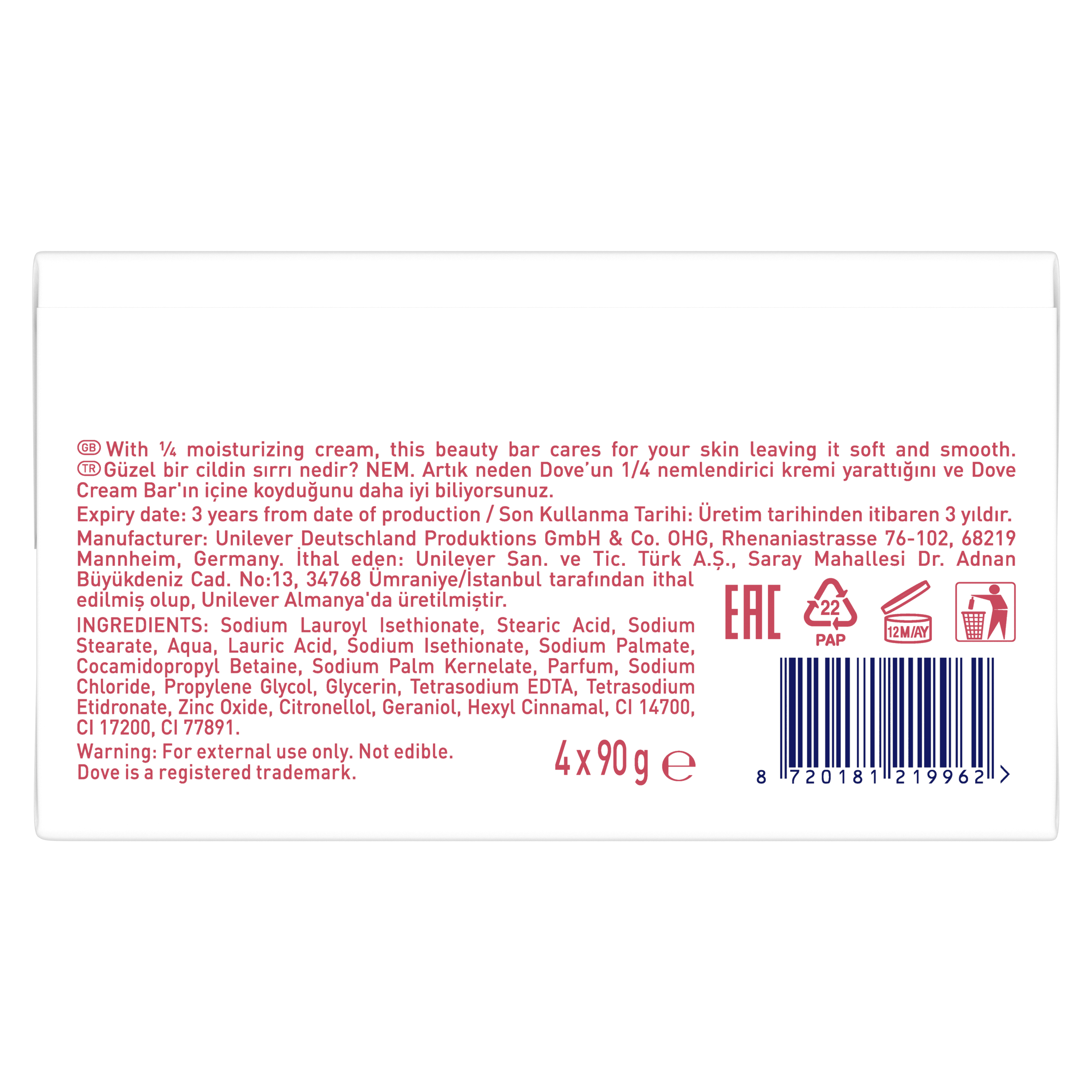 Dove  Revive  Moisturizing Bar Soap Value Pack  4x90g packshot