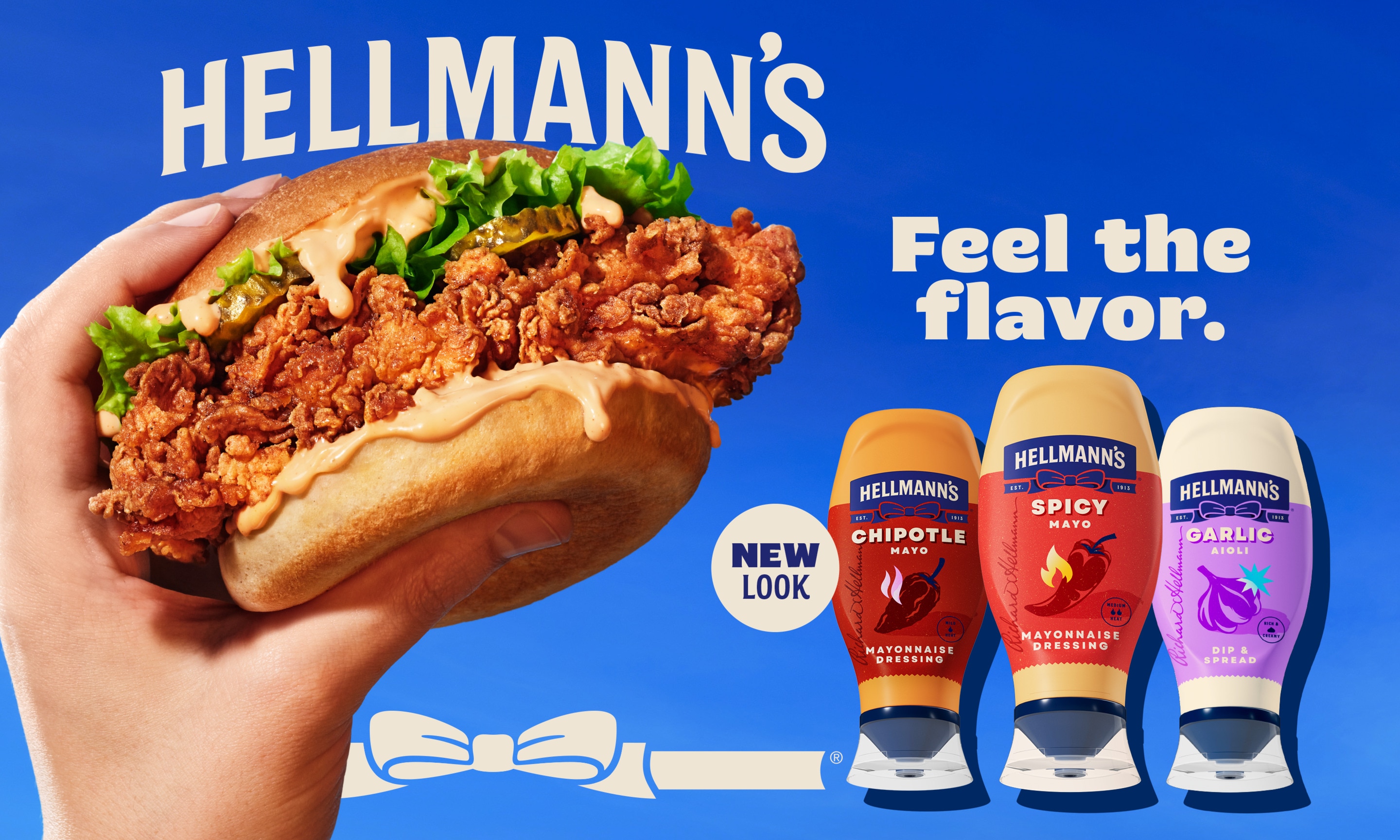 Fried chicken sandwich with Hellmann's mayonnaise bottle 
