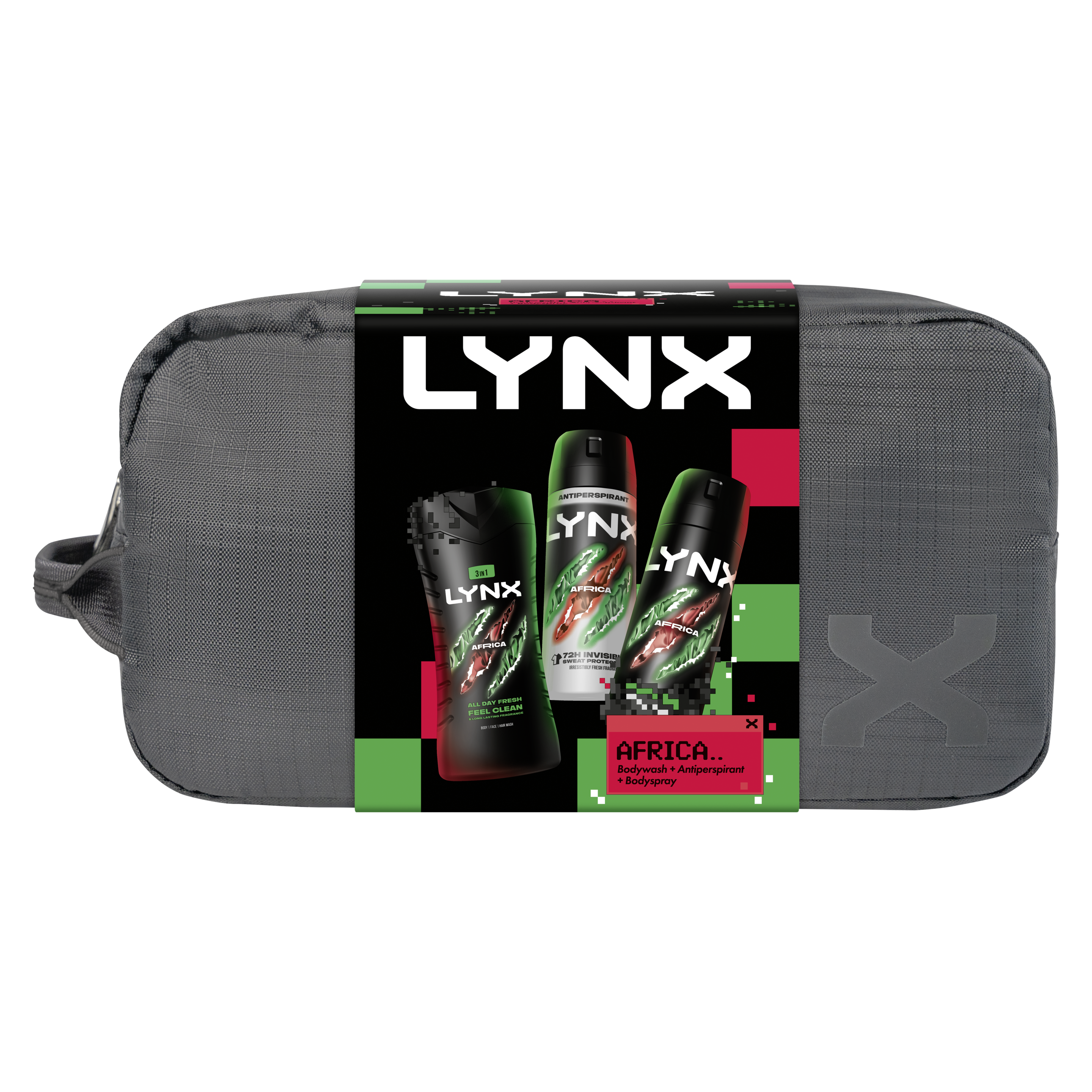 Lynx Africa Washbag Gift Set 3 pc packshot
