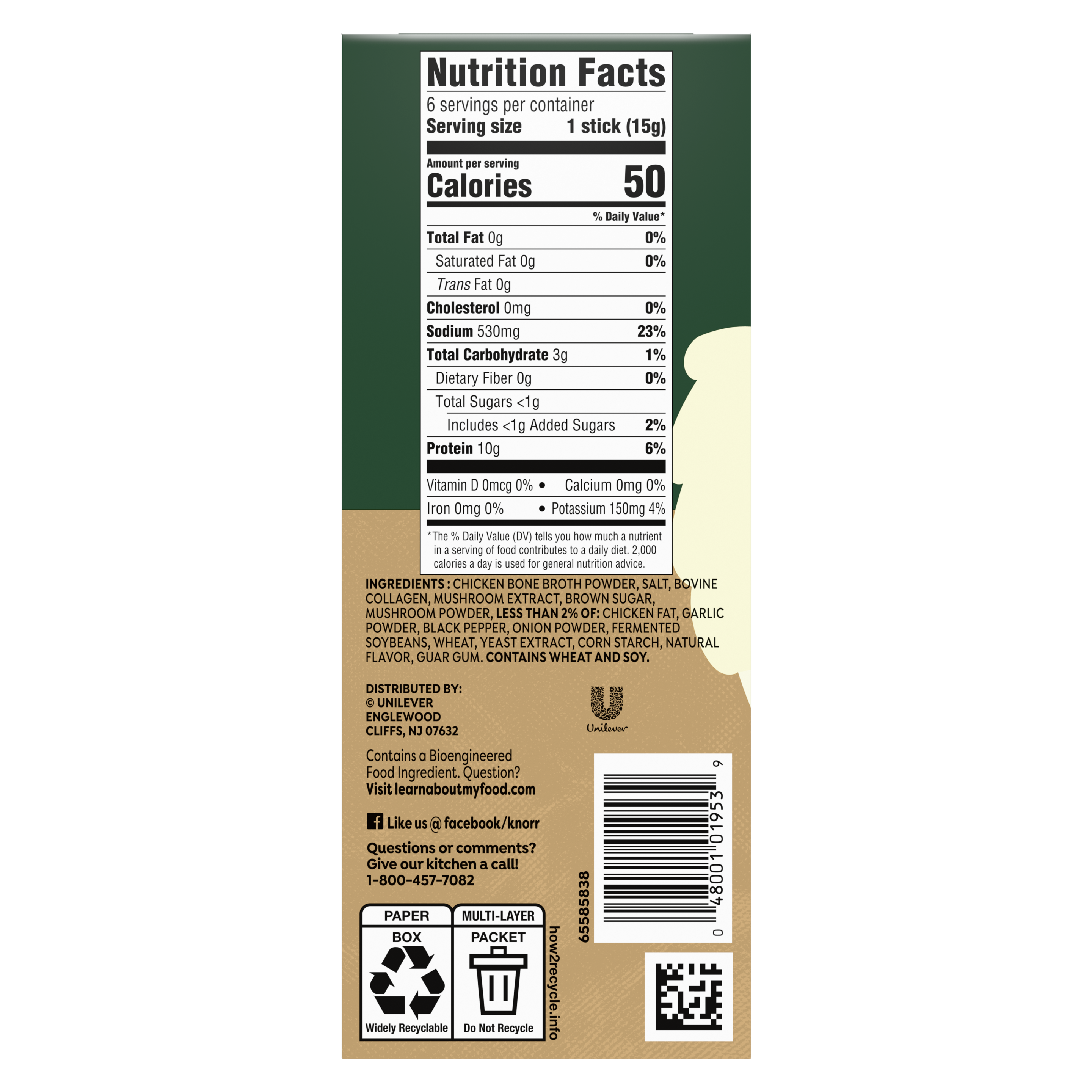 Knorr Mushroom Bone Broth  back of pack