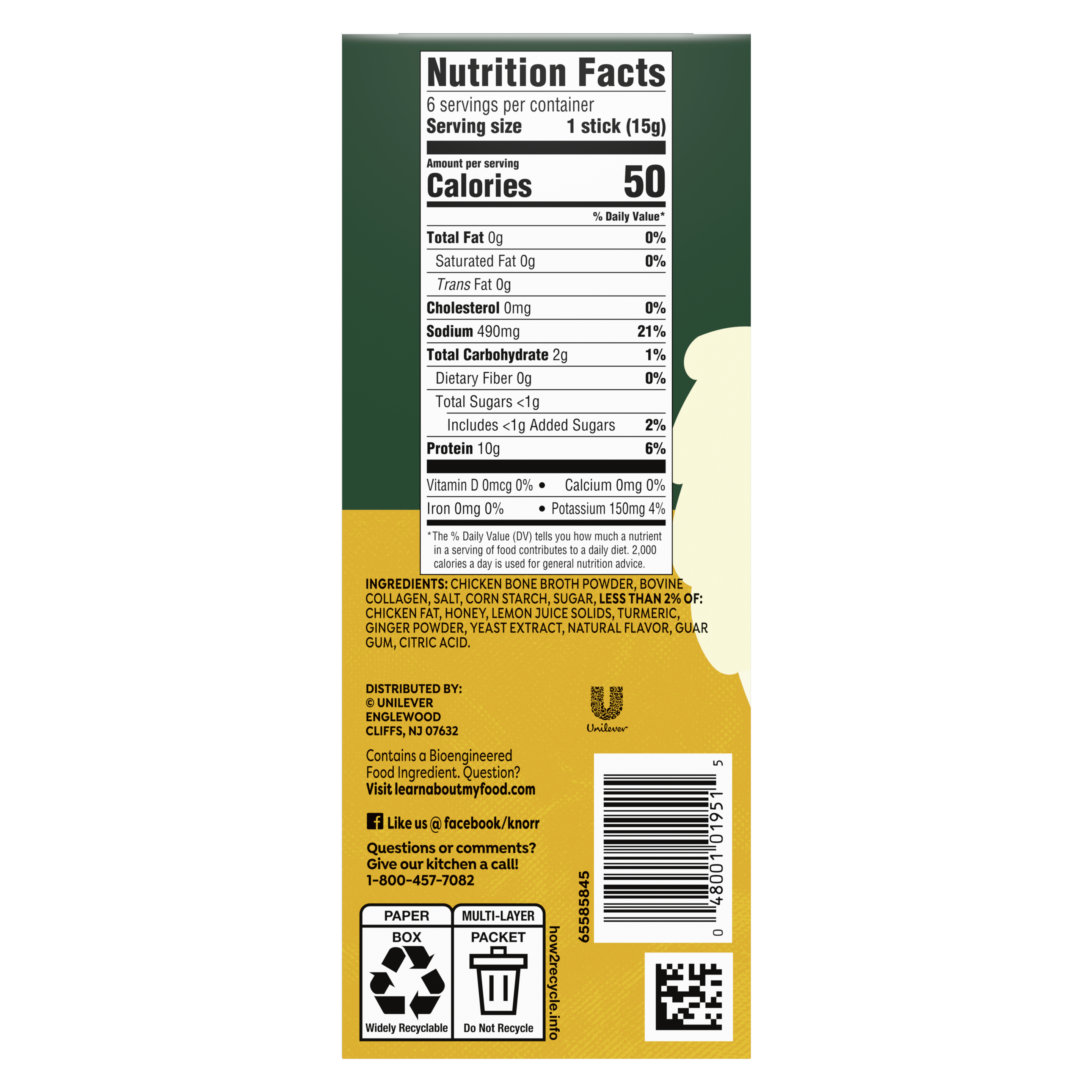 Knorr Lemon & Ginger Bone Broth back of pack