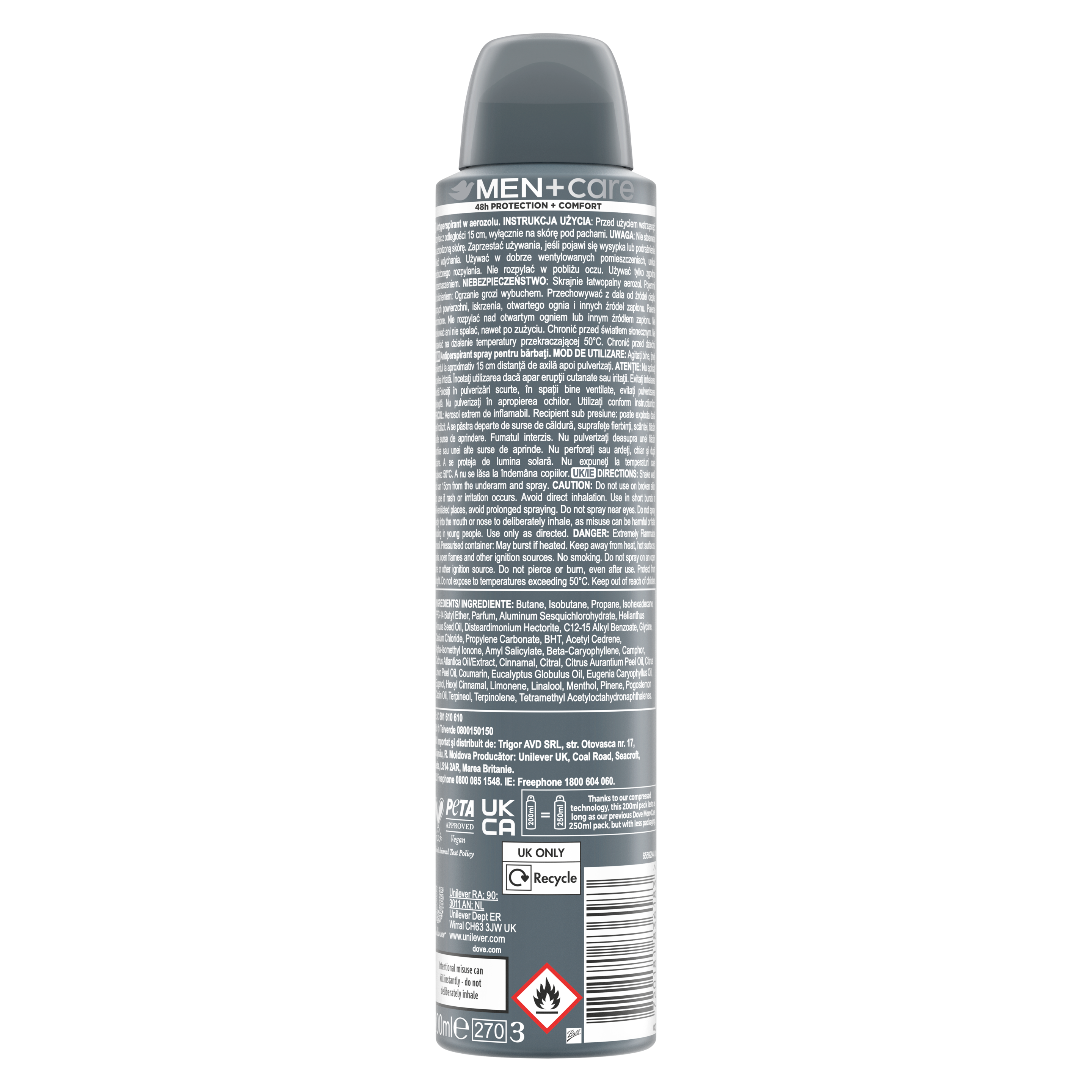 Dove Men+Care Active 48hr Anti-Perspirant Aerosol 200 ml packshot
