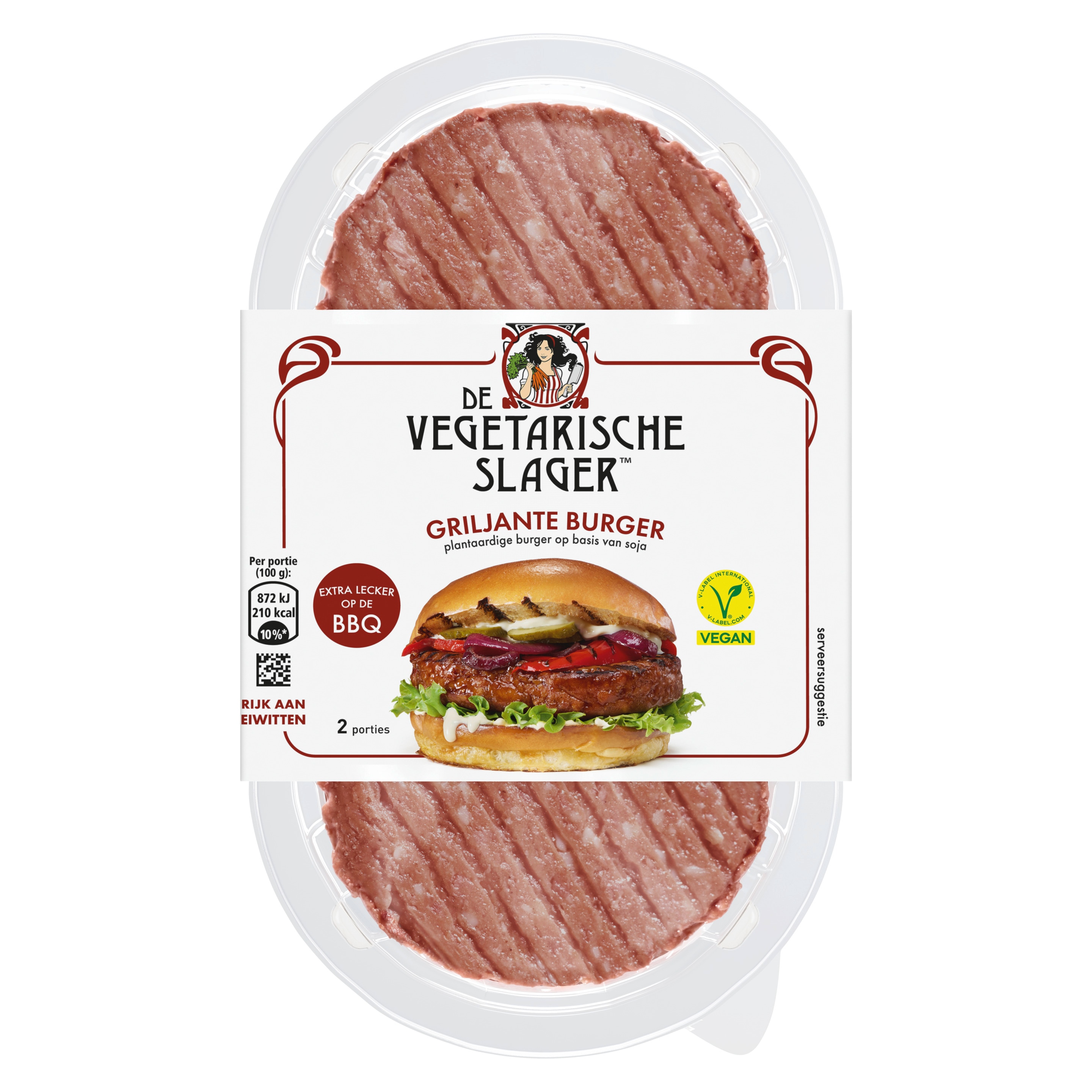 De Vegetarische Slager Vegan Griljante Burger 200g packshot