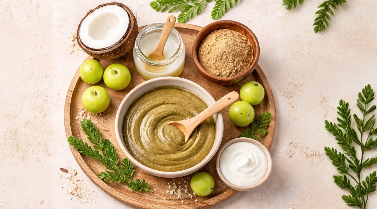 1. Amla & Coconut Oil Hair Mask