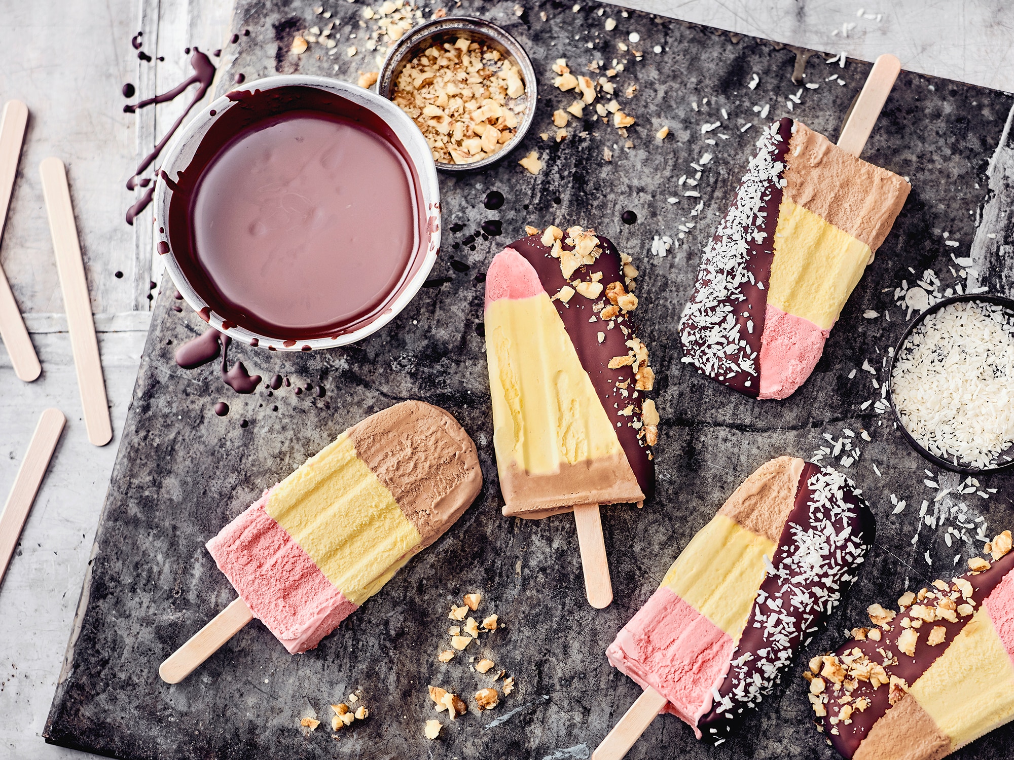 Popsicles im Schokoladenmantel