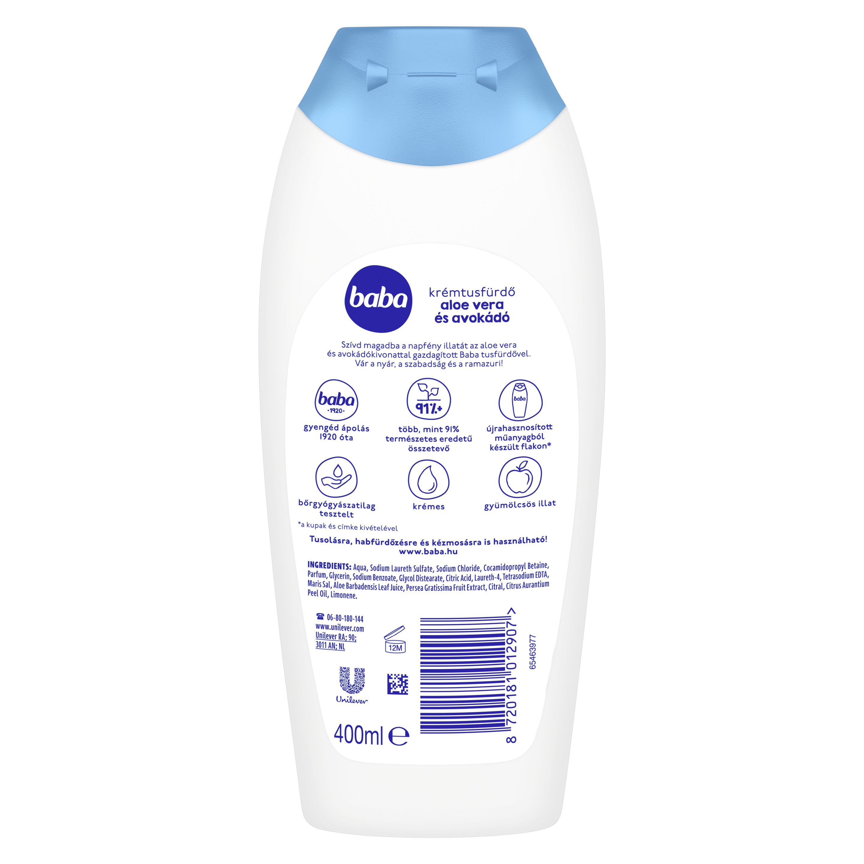 Baba krémtusfürdő aloe vera és avokádó 400 ml