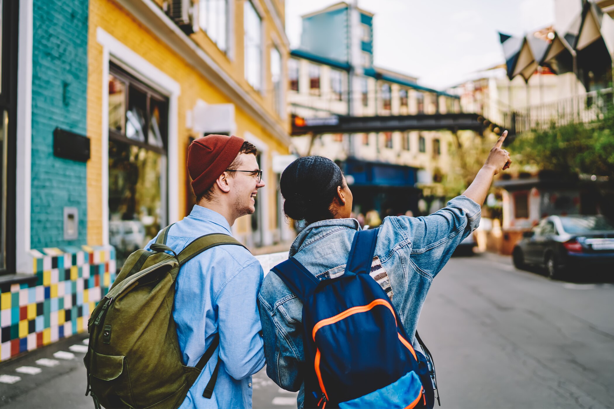 Young couple traveling together