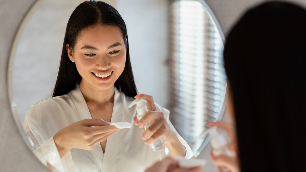 Step 1: Cleanse with a Water-Based Cleanser: