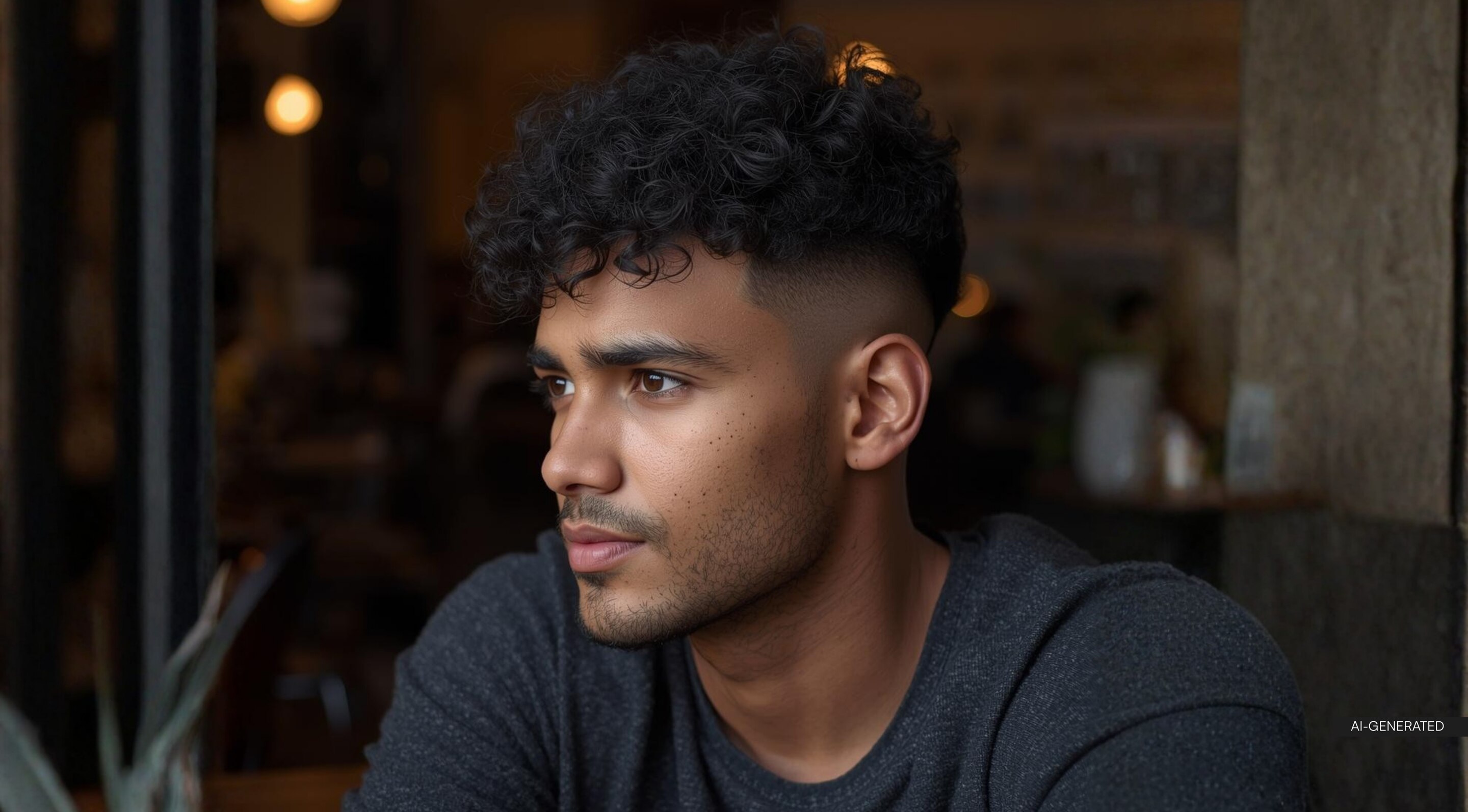 Curly textured crop fade: