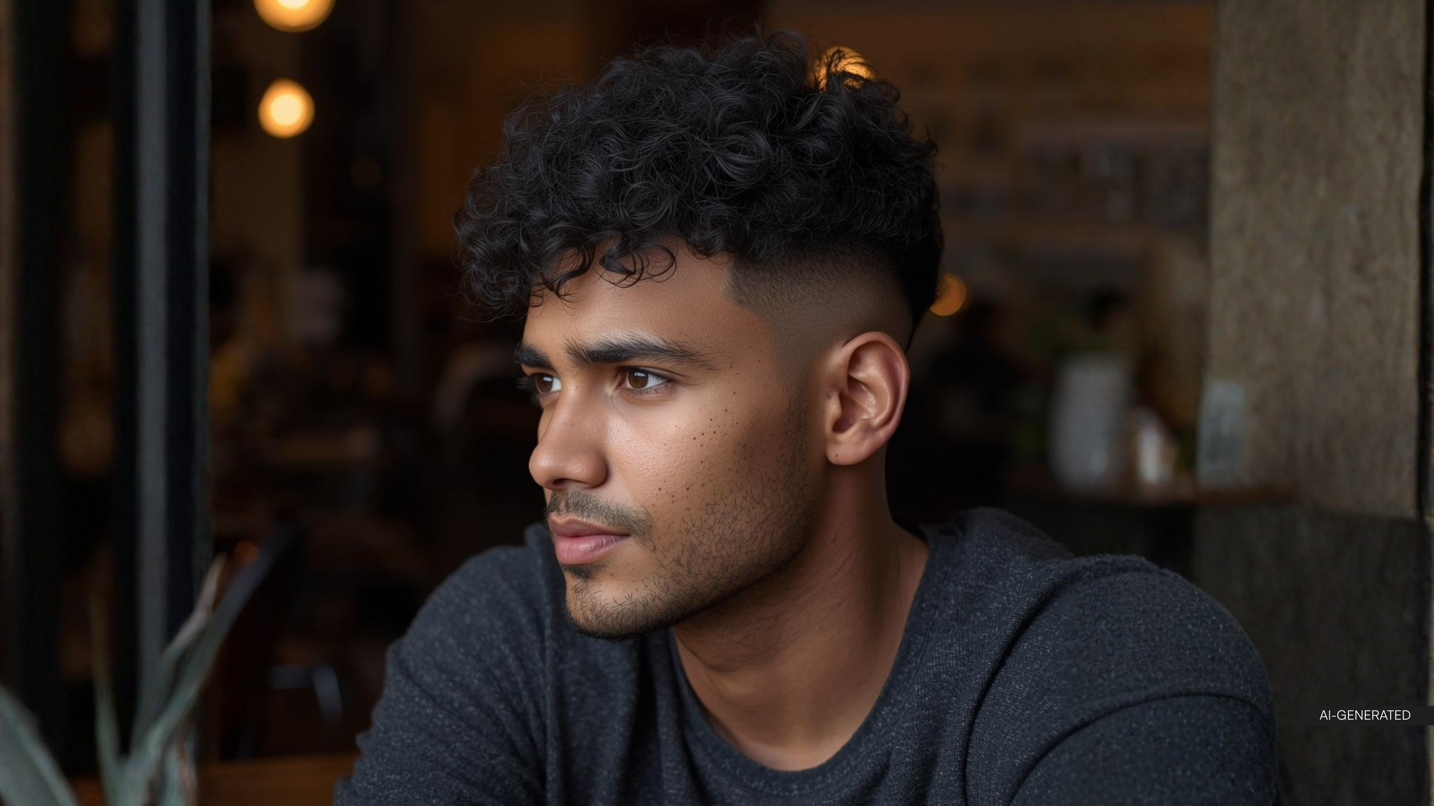 Curly textured crop fade: